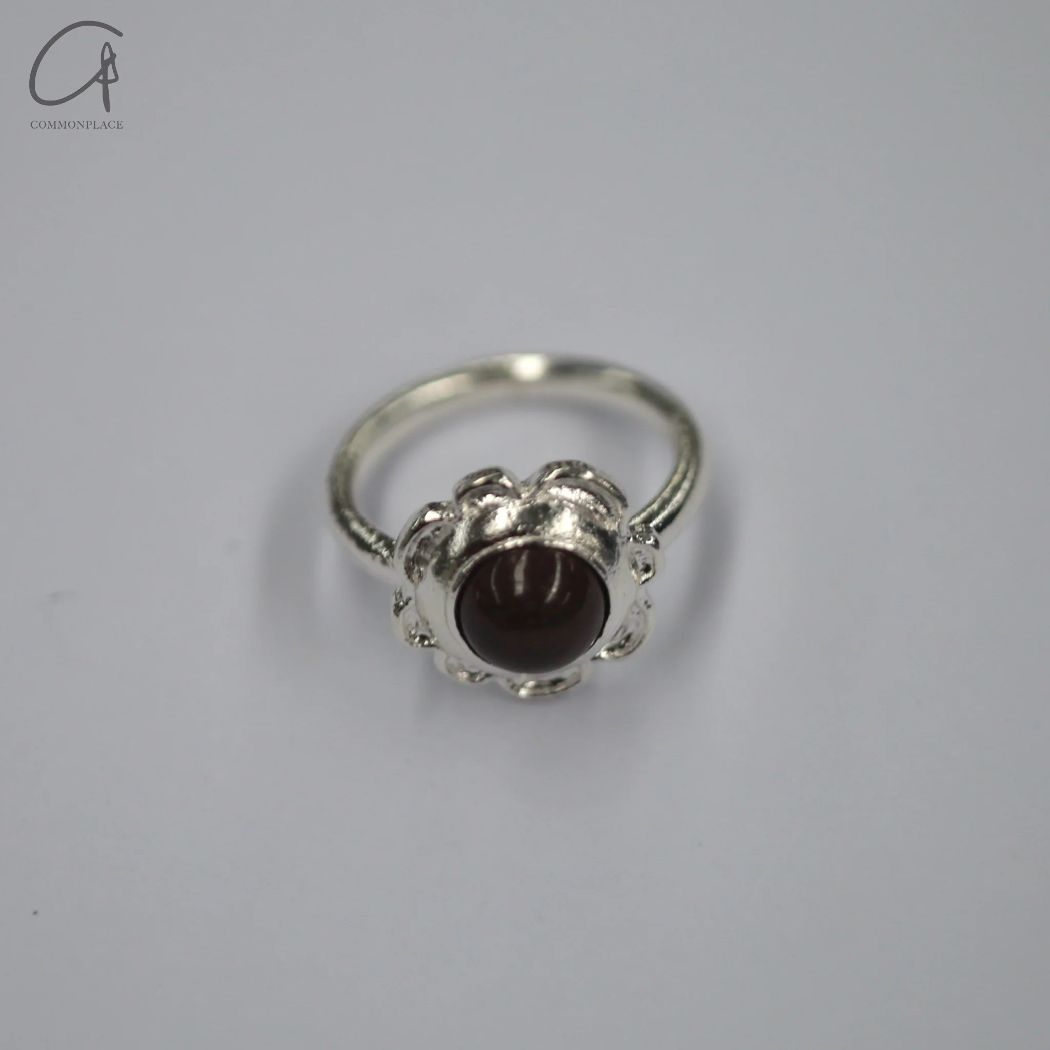 SALE E PEPE Sterling Silver/Gold Plated Pebble Flower Ring SEP-SP02F01-HONGYIN Red/Silver - Image 2