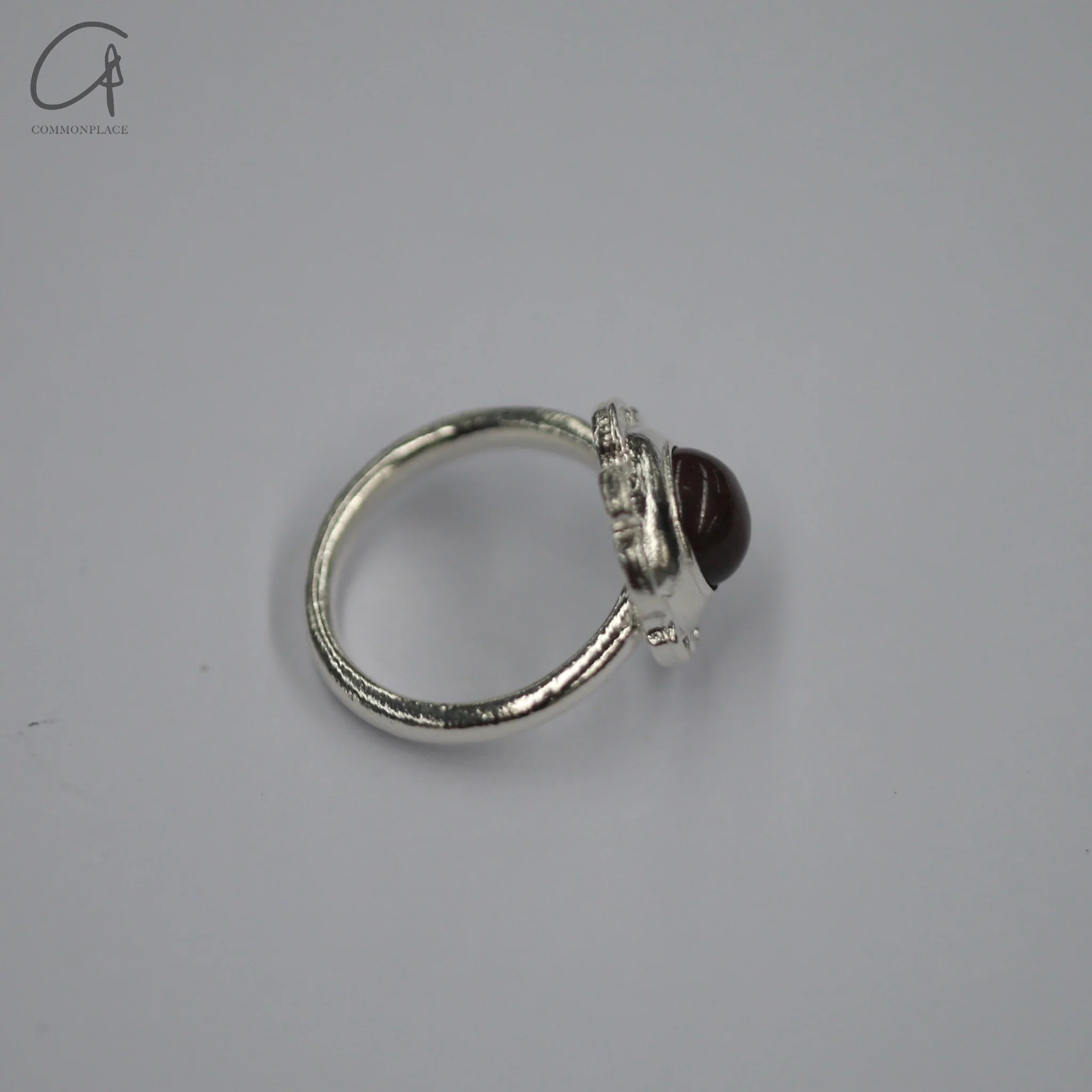 SALE E PEPE Sterling Silver/Gold Plated Pebble Flower Ring SEP-SP02F01-HONGYIN Red/Silver - Image 3