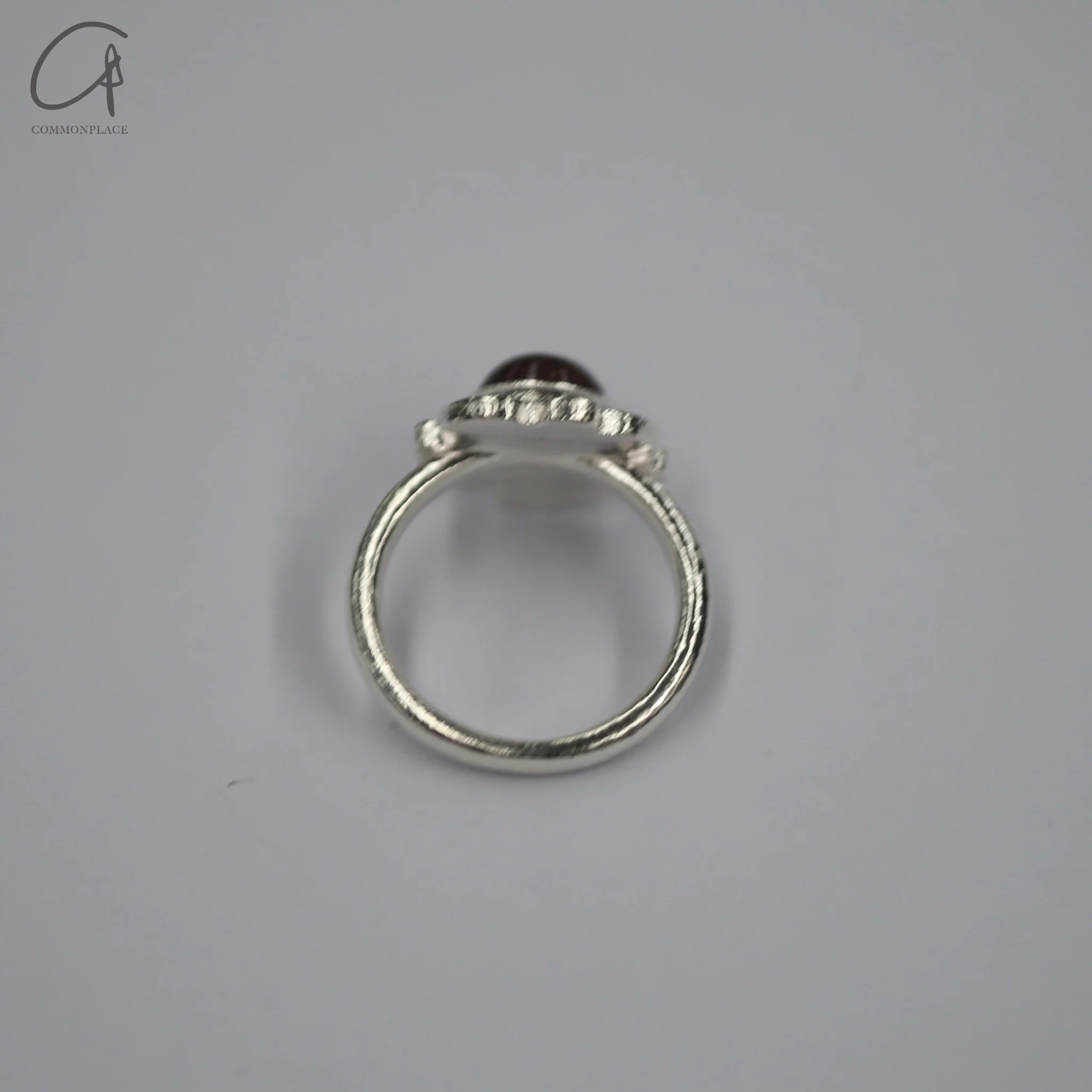 SALE E PEPE Sterling Silver/Gold Plated Pebble Flower Ring SEP-SP02F01-HONGYIN Red/Silver - Image 4