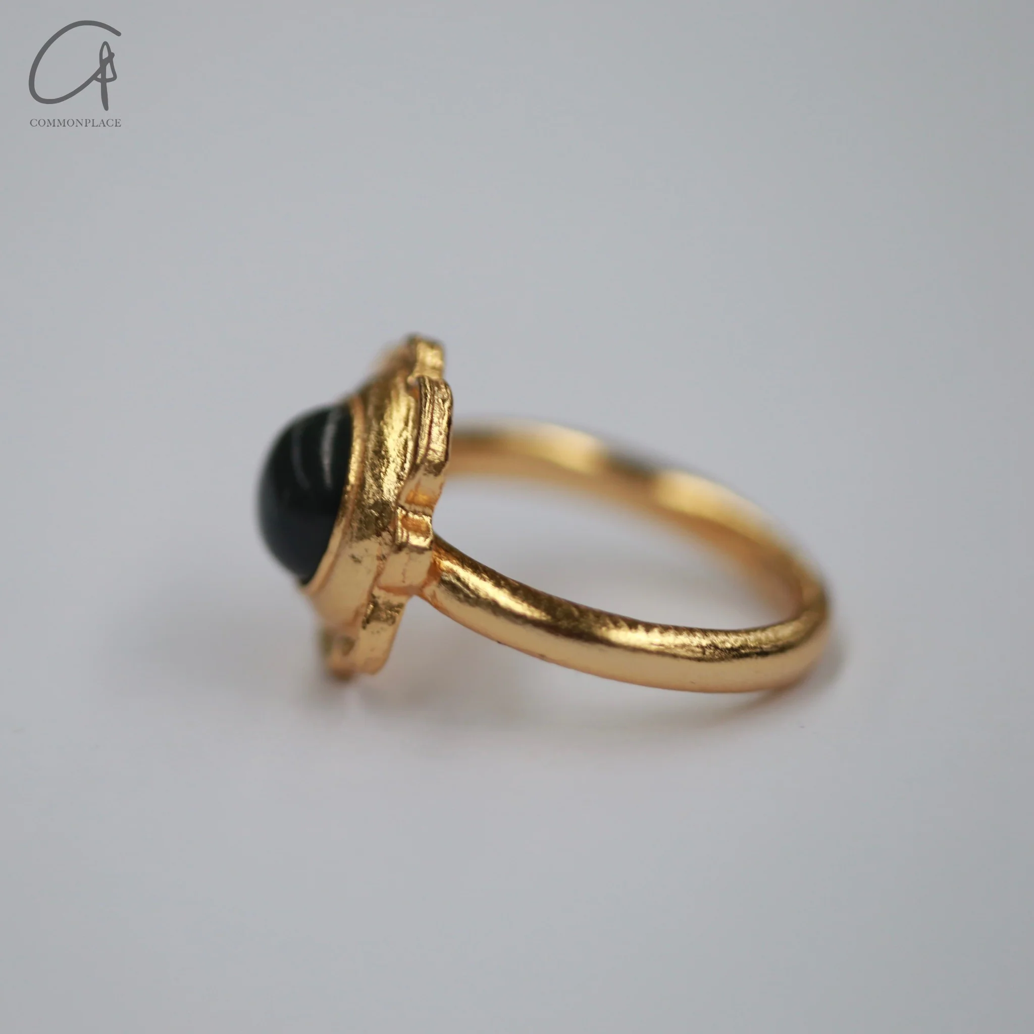 SALE E PEPE Sterling Silver/Gold Plated Pebble Flower Ring SEP-SP02F02-HEIJIN Black/Gold - Image 3