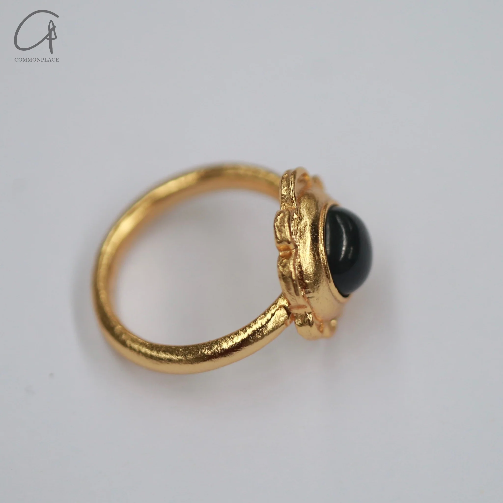 SALE E PEPE Sterling Silver/Gold Plated Pebble Flower Ring SEP-SP02F02-HEIJIN Black/Gold - Image 4
