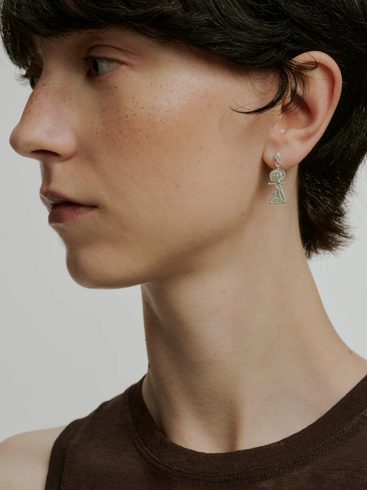 SALE E PEPE Sterling Silver/Gold Plated Poseidon Earrings SEP-SP04E01-YIN-F-HCC Silver - Image 7