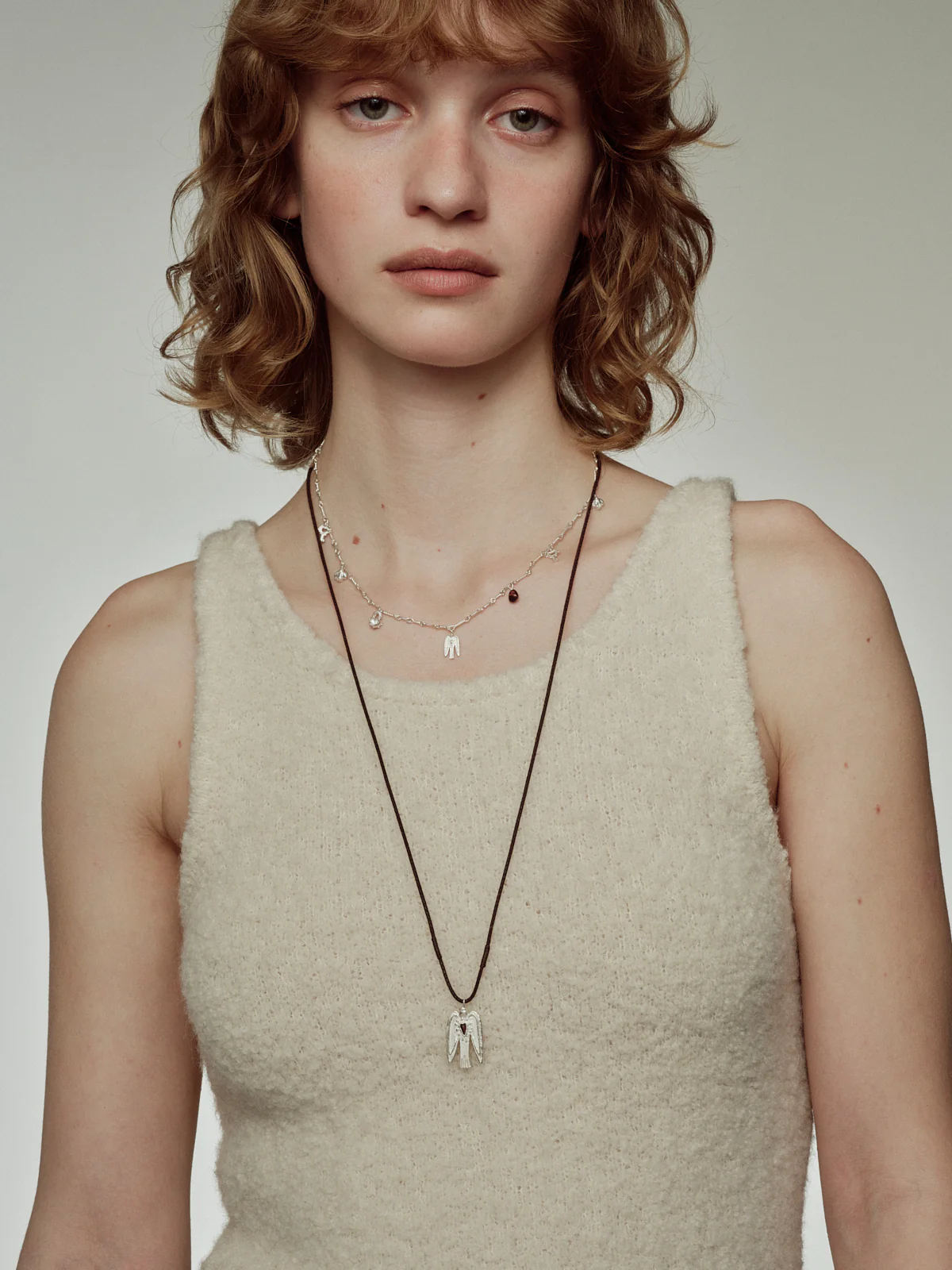 SALE E PEPE Sterling Silver Hyacinth Bird Cord Necklace SEP-SPVAN01-YIN Silver - Image 9