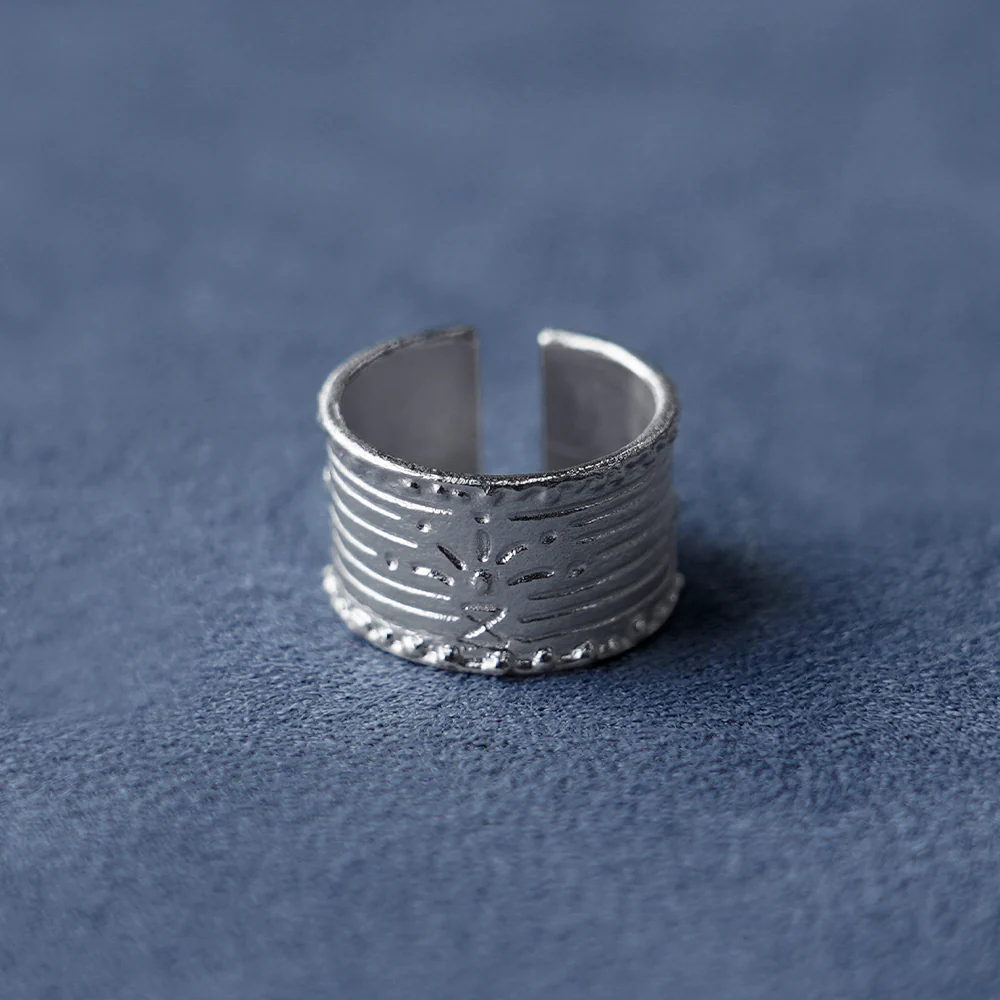 SALE E PEPE Sterling Silver Mural Wide Ring SEP-SP03F09-YIN Silver