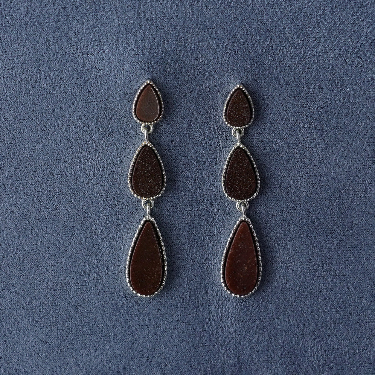 SALE E PEPE Sterling Silver Pebble Drop Earrings SEP-SP05E11-HY Red/Silver