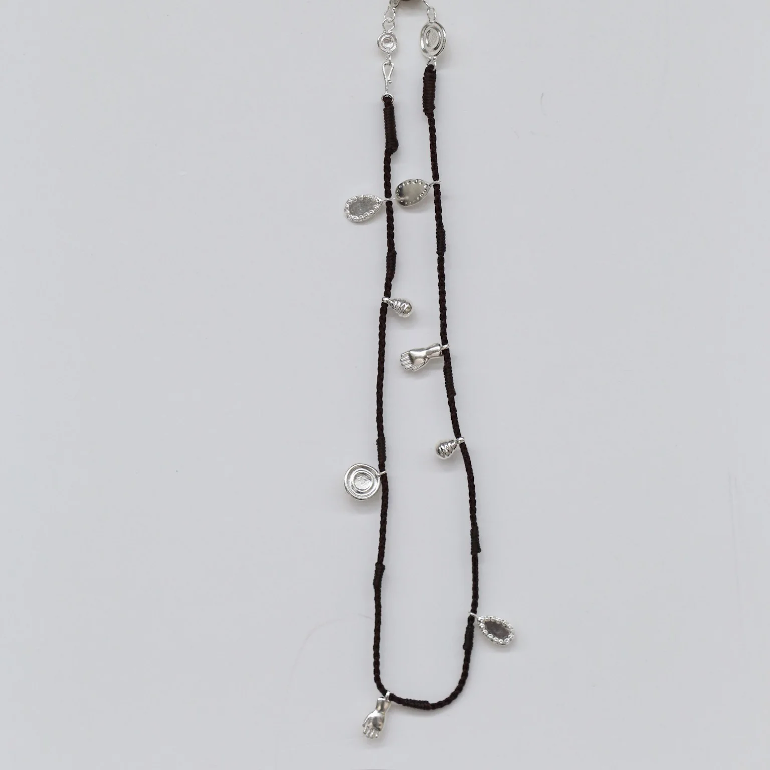 SALE E PEPE Sterling Silver Tear Hand-woven Cord Necklace SEP-SP01N10-YIN Silver - Image 2