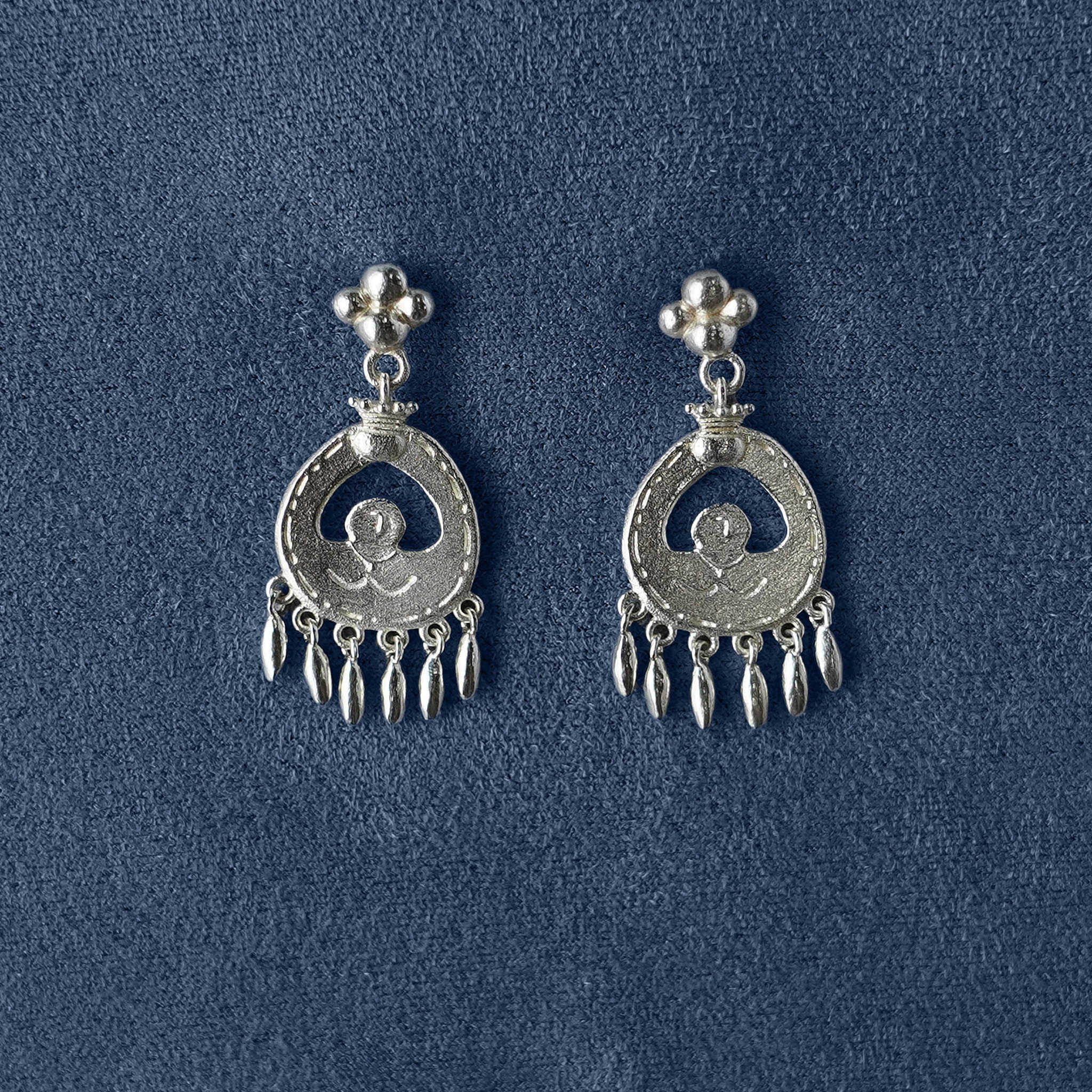 SALE E PEPE Sterling Silver Toasting Earrings SEP-SP05E05-YIN Silver