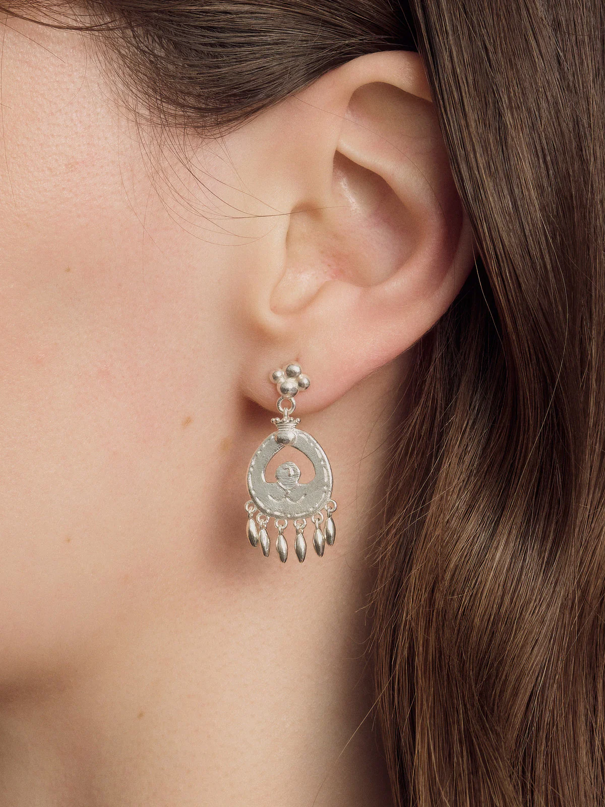 SALE E PEPE Sterling Silver Toasting Earrings SEP-SP05E05-YIN Silver - Image 4