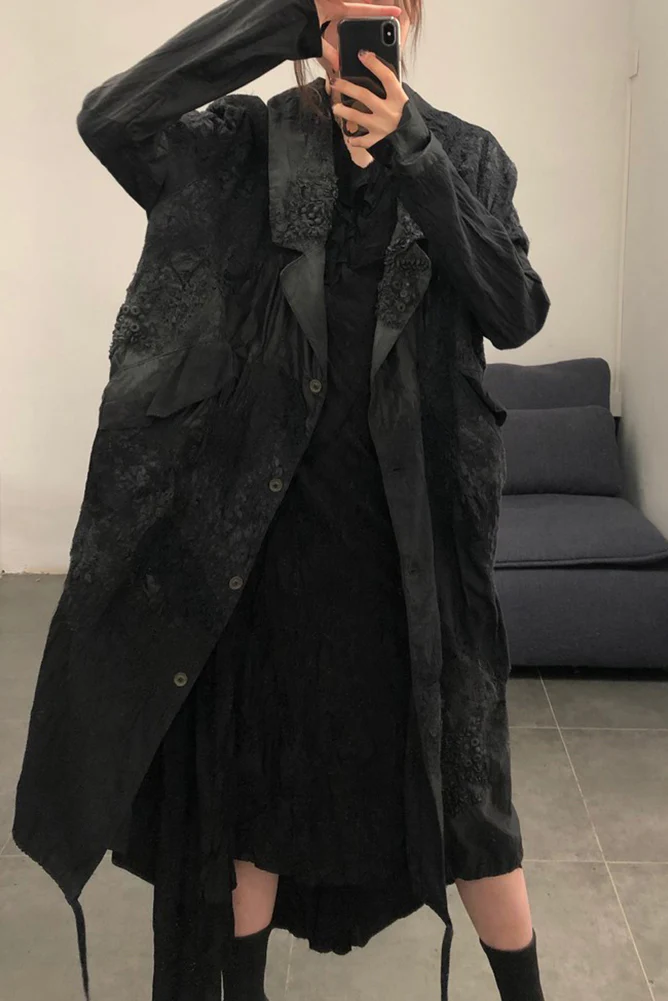 Sandrine Philippe black texture lace jacket AW20 F 1065 - Image 9