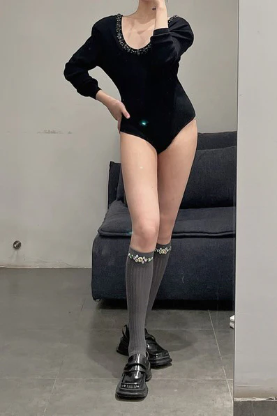 shushutong one-piece knitted top ss21to20 black - Image 11