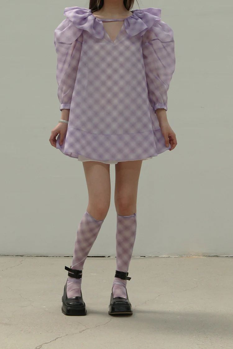 shushutong plaid tube socks ss21ac01 - Image 2