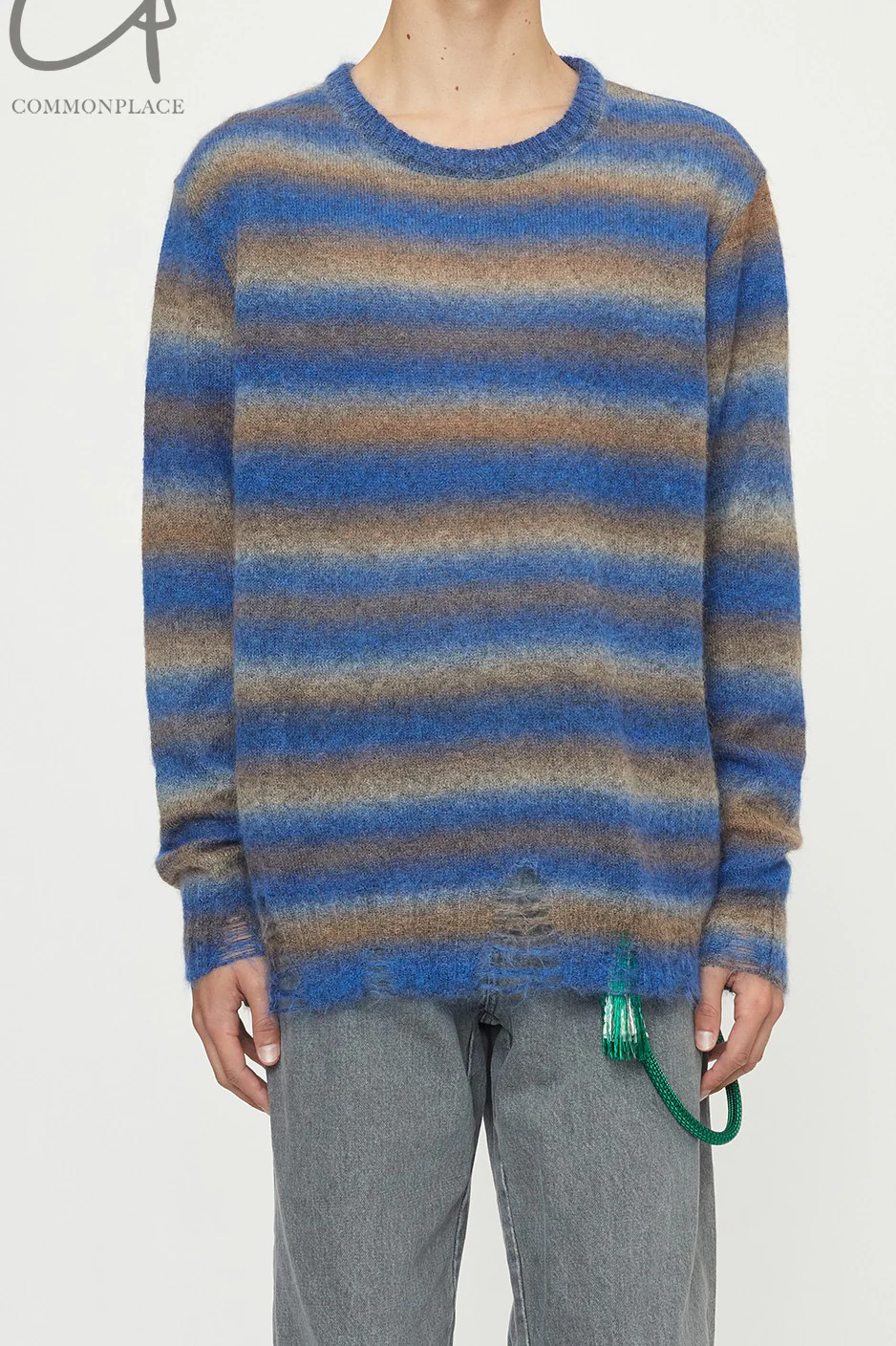 Song for the mute large sweater SFTM-232_UKT009_STPDBLU-LAN - Image 4
