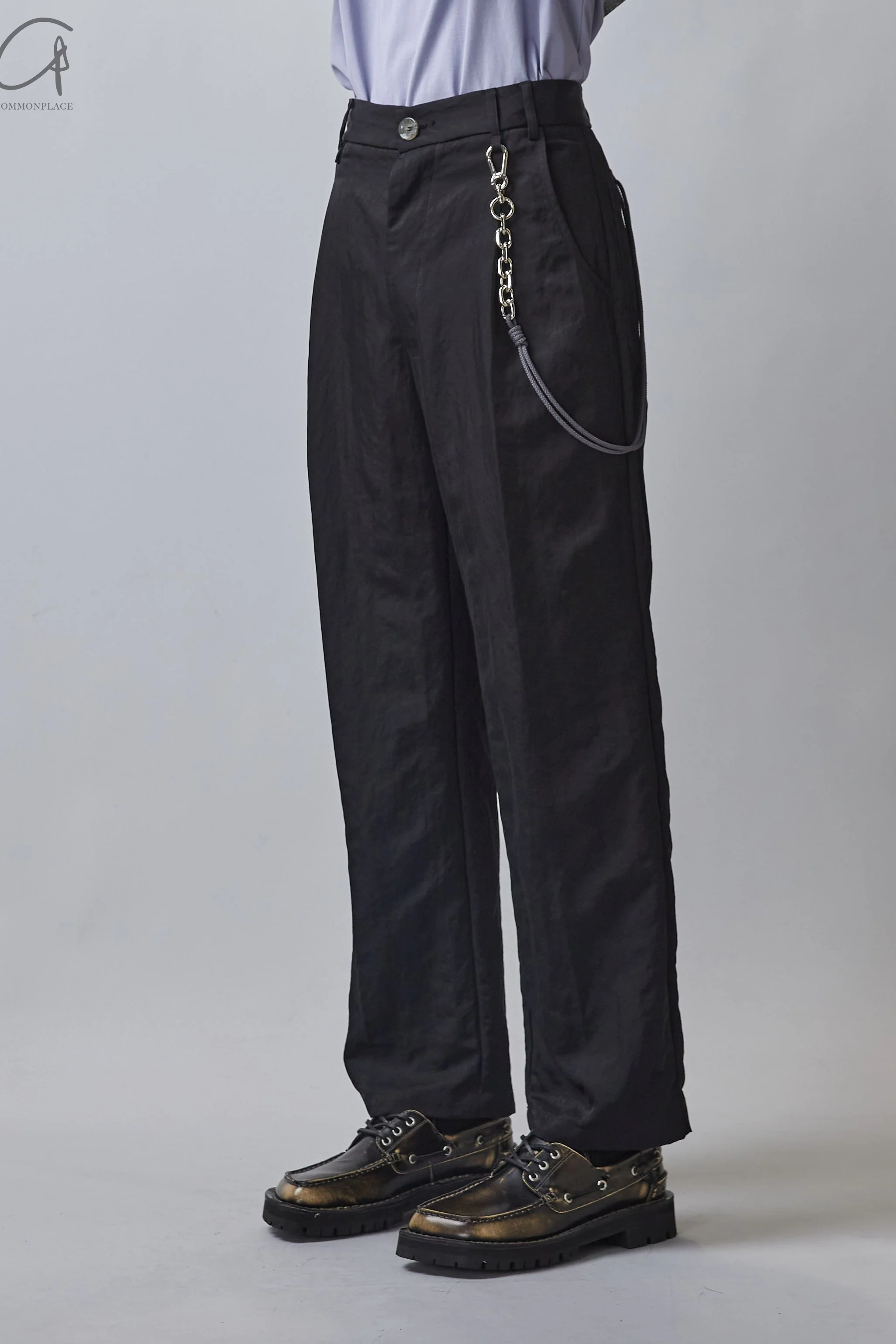 Song for the Mute loose fold pants 222_mpt084_polyblk black - Image 2