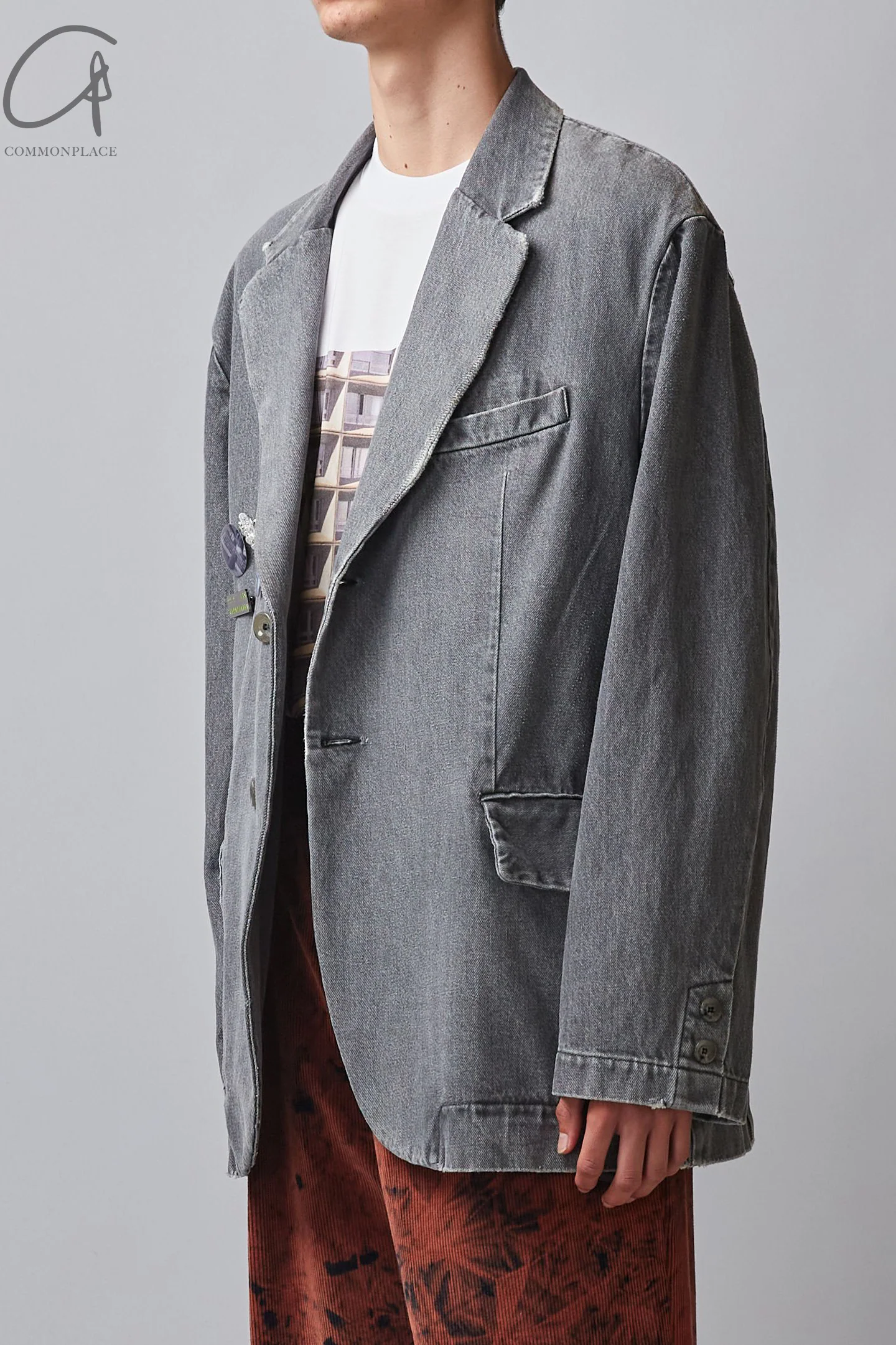 Song for the Mute square sports jacket 222_MJK103_WDNMGRY gray - Image 2