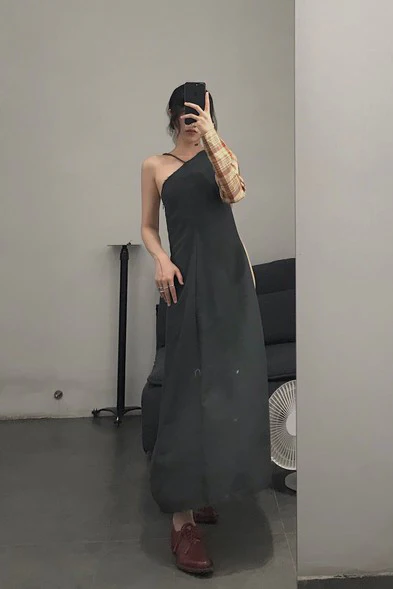 Song for the mute SFTM-WDS018-HUA One Side Sleeve Panel Dress - Image 9