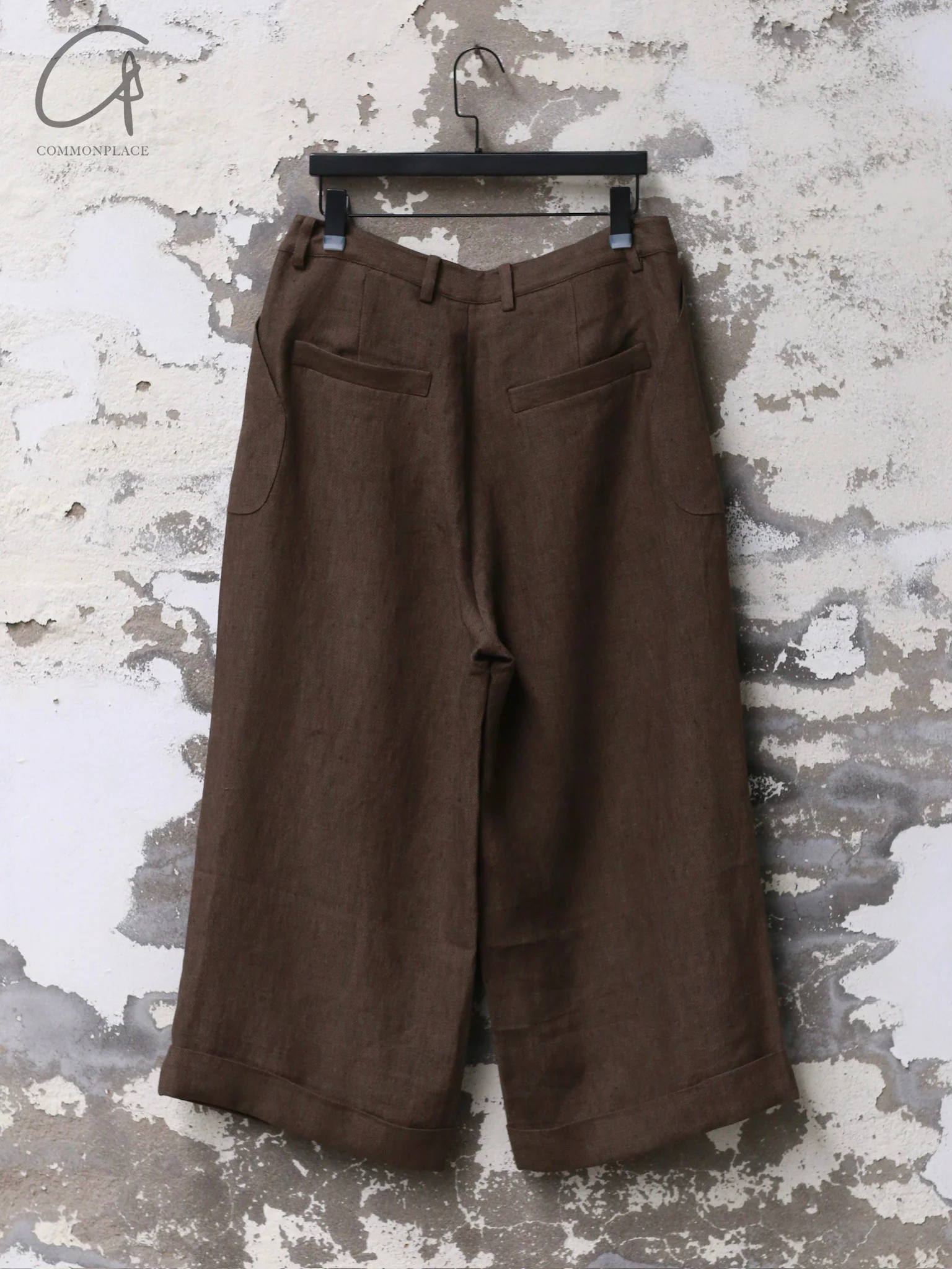 Stovaigh Linen Wide Leg Cropped Casual Pants STV-STOVPAL005-0 Brown (STOVTR001) - Image 4
