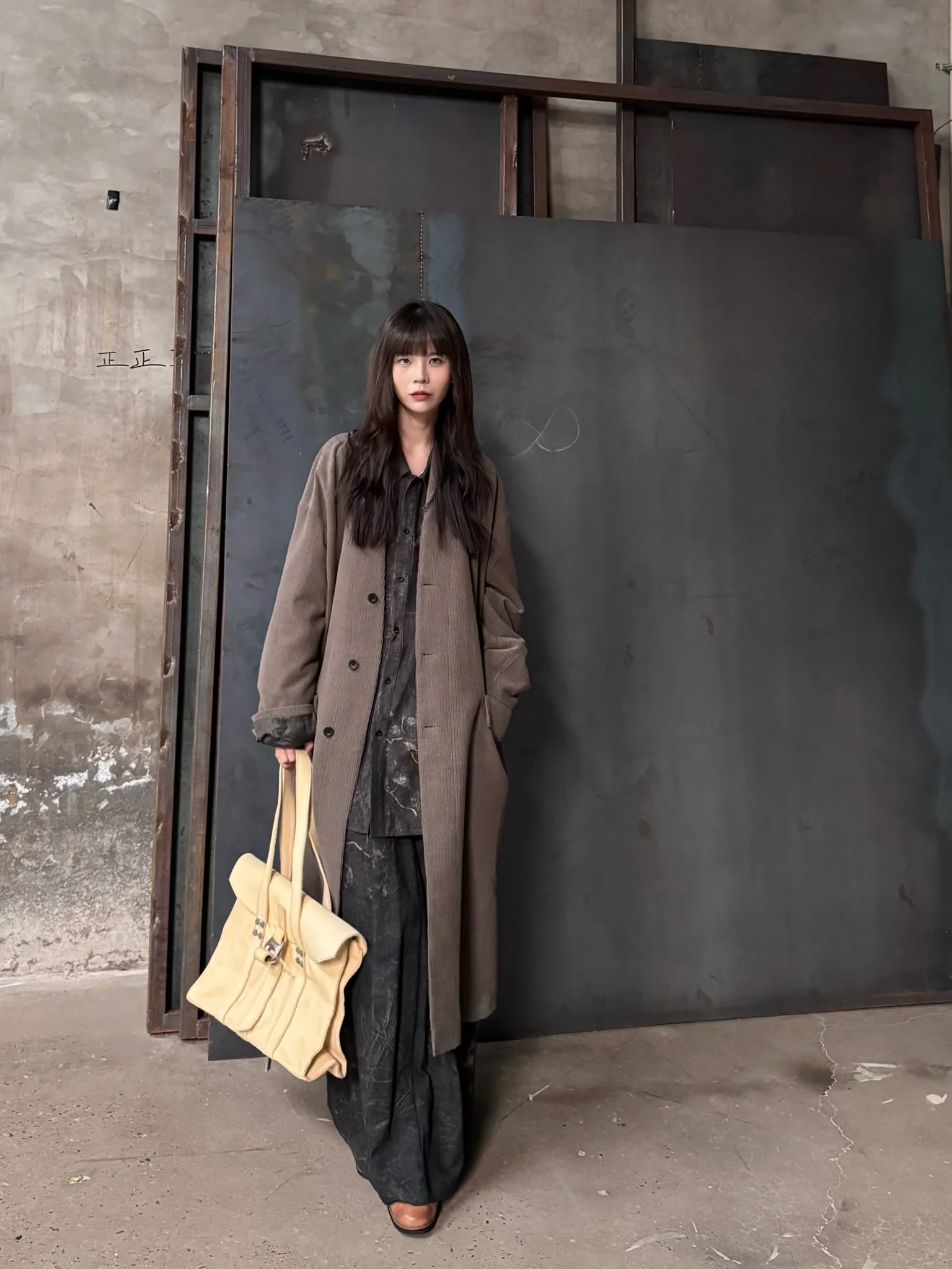 Stovaigh Oversized Collarless Jacket/Wide-Leg Pants STV-ST25074CO-0 Coat - Image 6