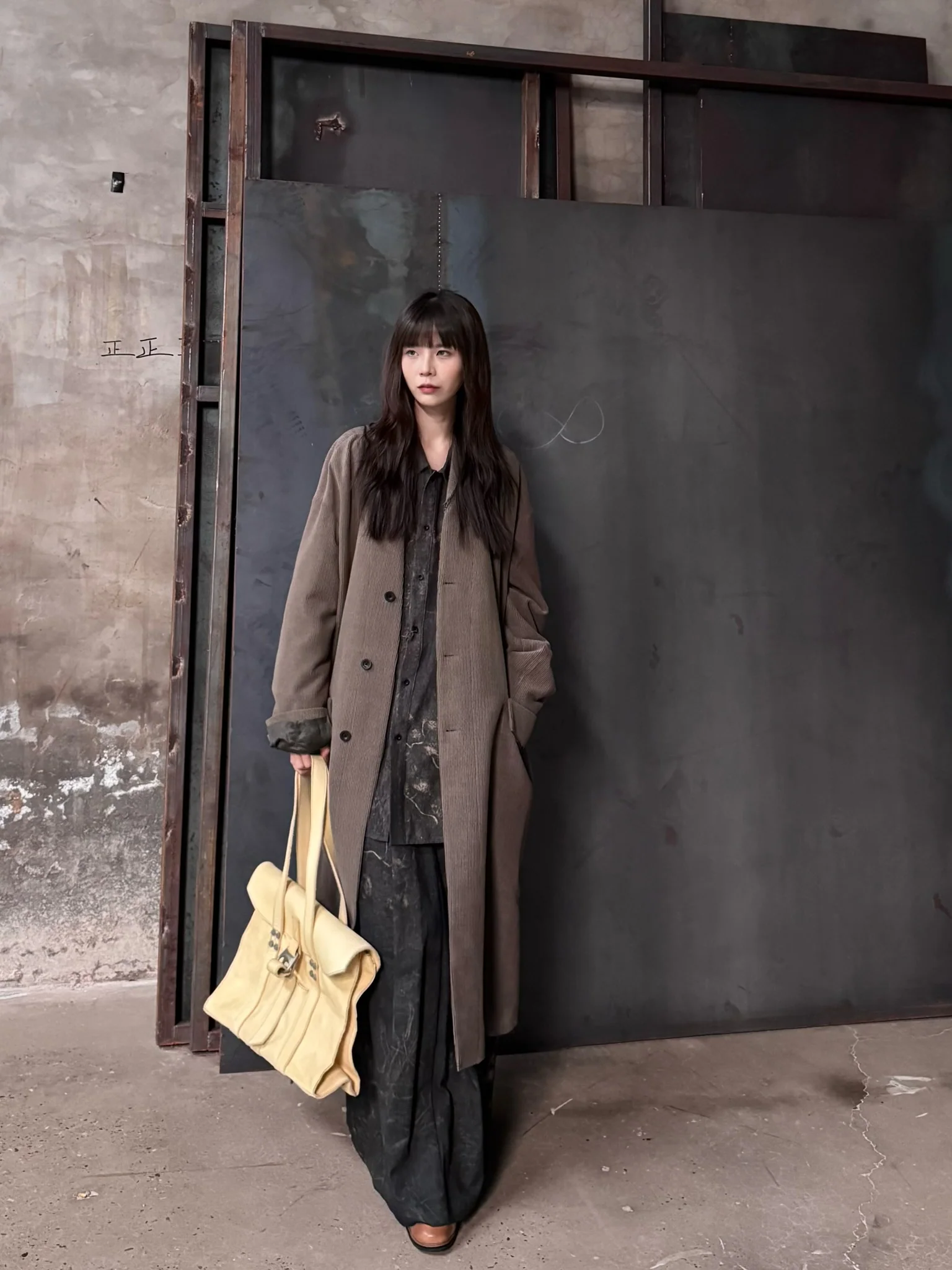 Stovaigh Oversized Collarless Jacket/Wide-Leg Pants STV-ST25074CO-0 Coat - Image 7