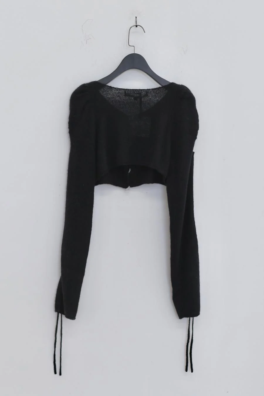 Susanfang Black Cashmere Bubble Button Long Sleeve Short Top SS22TOP37CASMBLK PSSF9 - Image 7