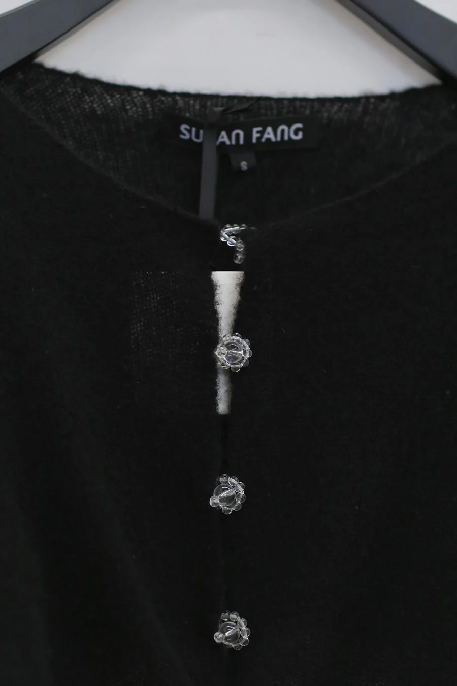 Susanfang Black Cashmere Bubble Button Long Sleeve Short Top SS22TOP37CASMBLK PSSF9 - Image 8
