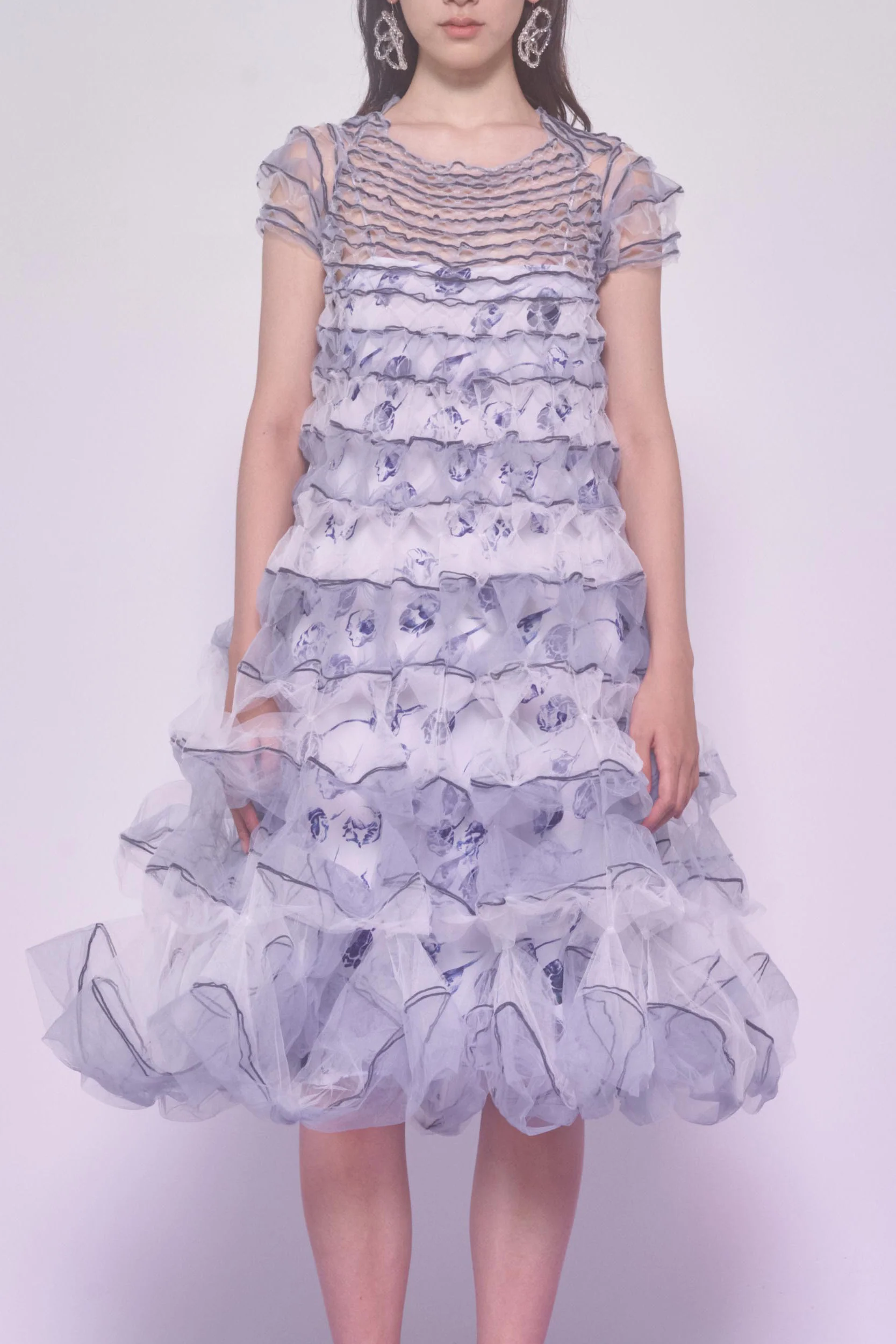 Susanfang blue and white streamer dress (set of two) SS22DRE32TULBLWHT - Image 2