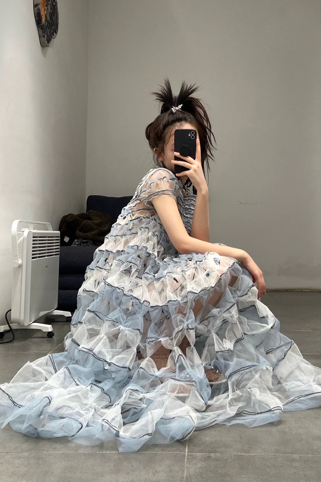 Susanfang blue and white streamer dress (set of two) SS22DRE32TULBLWHT - Image 8