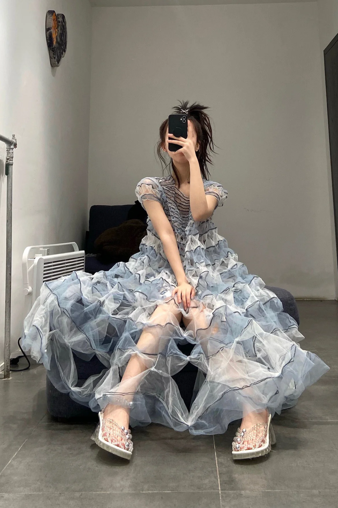 Susanfang blue and white streamer dress (set of two) SS22DRE32TULBLWHT - Image 9