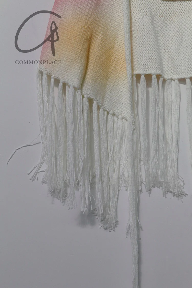 SUSANFANG colorful wool fringed shawl AW21TOP13KNITMP - Image 4