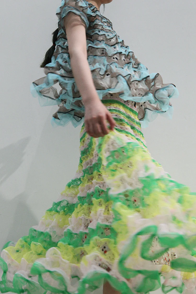 Susanfang hand-stitched skirt (with petticoat) AW21SKT04POLGN - Image 7
