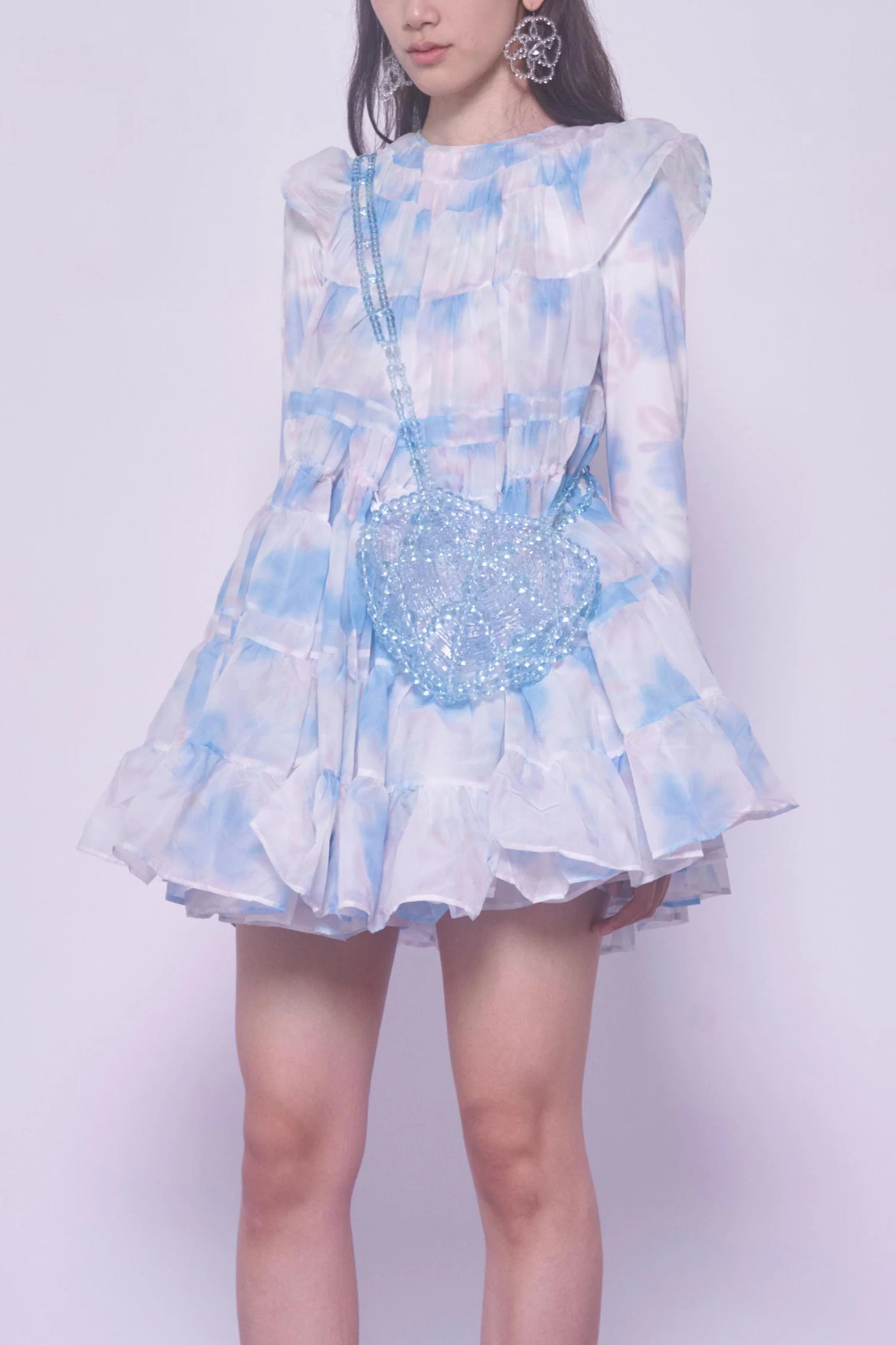 Susanfang Layered Fold Dress AW21SPRT-DR002-PRINT-BLP - Image 3