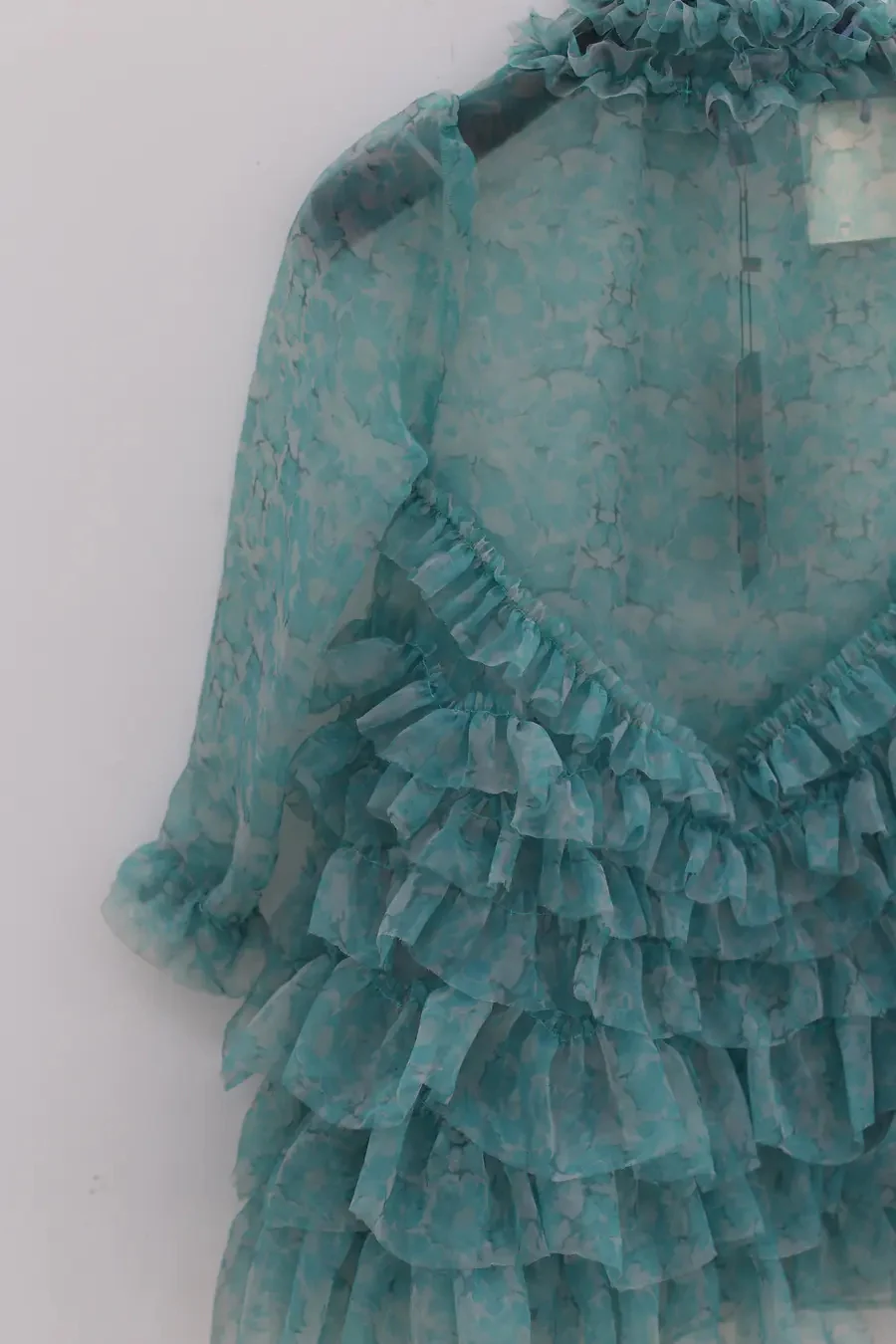 Susanfang Long Sleeve Pleated Dress - Cyan (Kids) AW23KS16B - Image 2