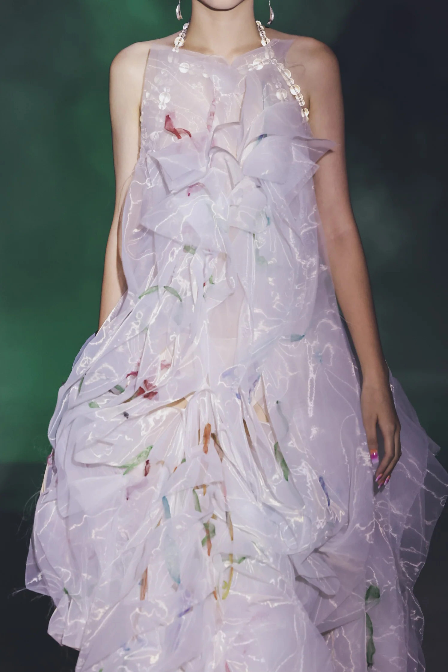 Susanfang Organza Feather Embroidered Dress SS21DR05ORG - Image 5