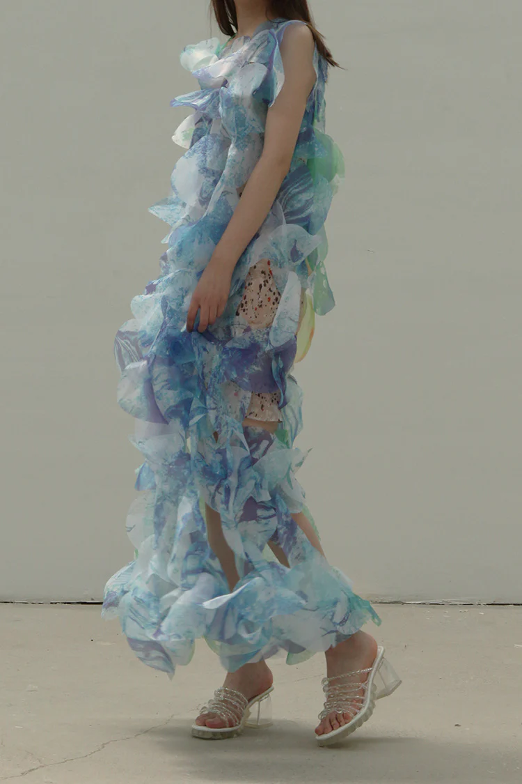 Susanfang printed round neck skirt (with petticoat) SS21DR10ORGRINT - Image 3