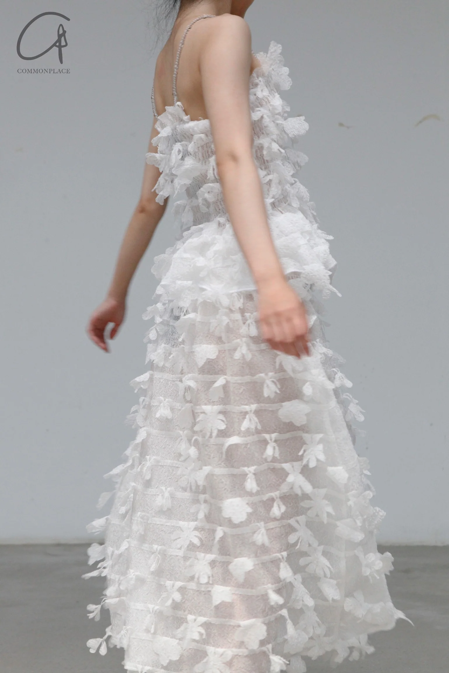 Susanfang White Laser Cut Flower Dress AW22SK014LASER - Image 10