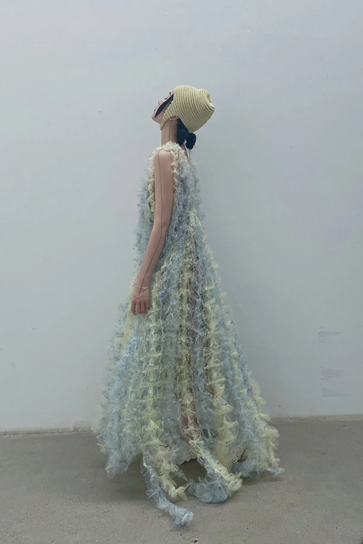 Susanfang Yellow Grey Printed Wind Flower Dress SS22DRE21TULYEGYP - Image 4