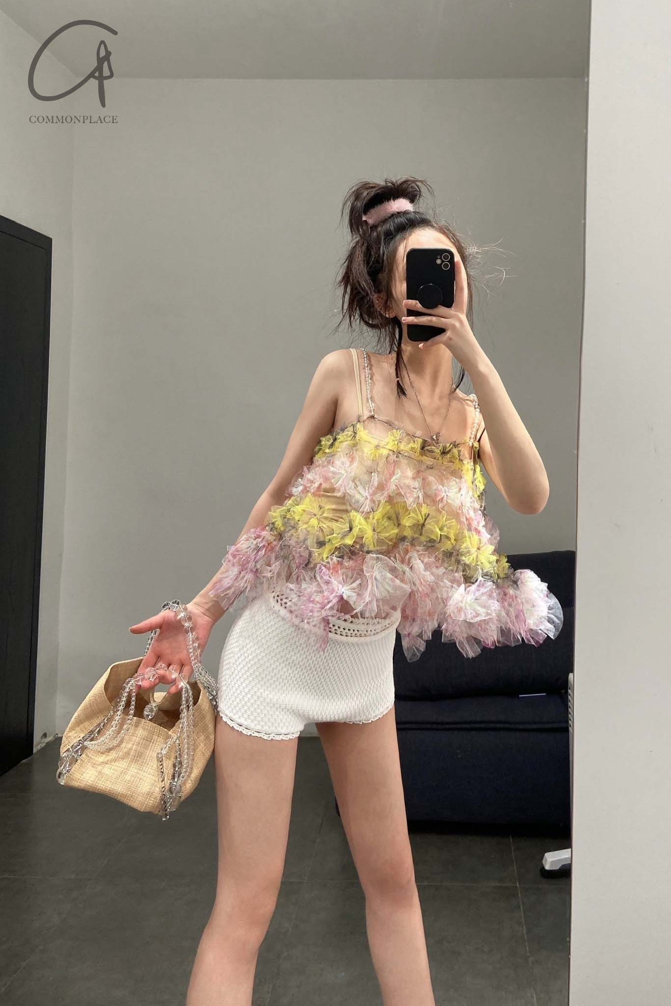 Susanfang Yellow Pink White Flower Vest SS22TOP07TULYEPKWHT - Image 21