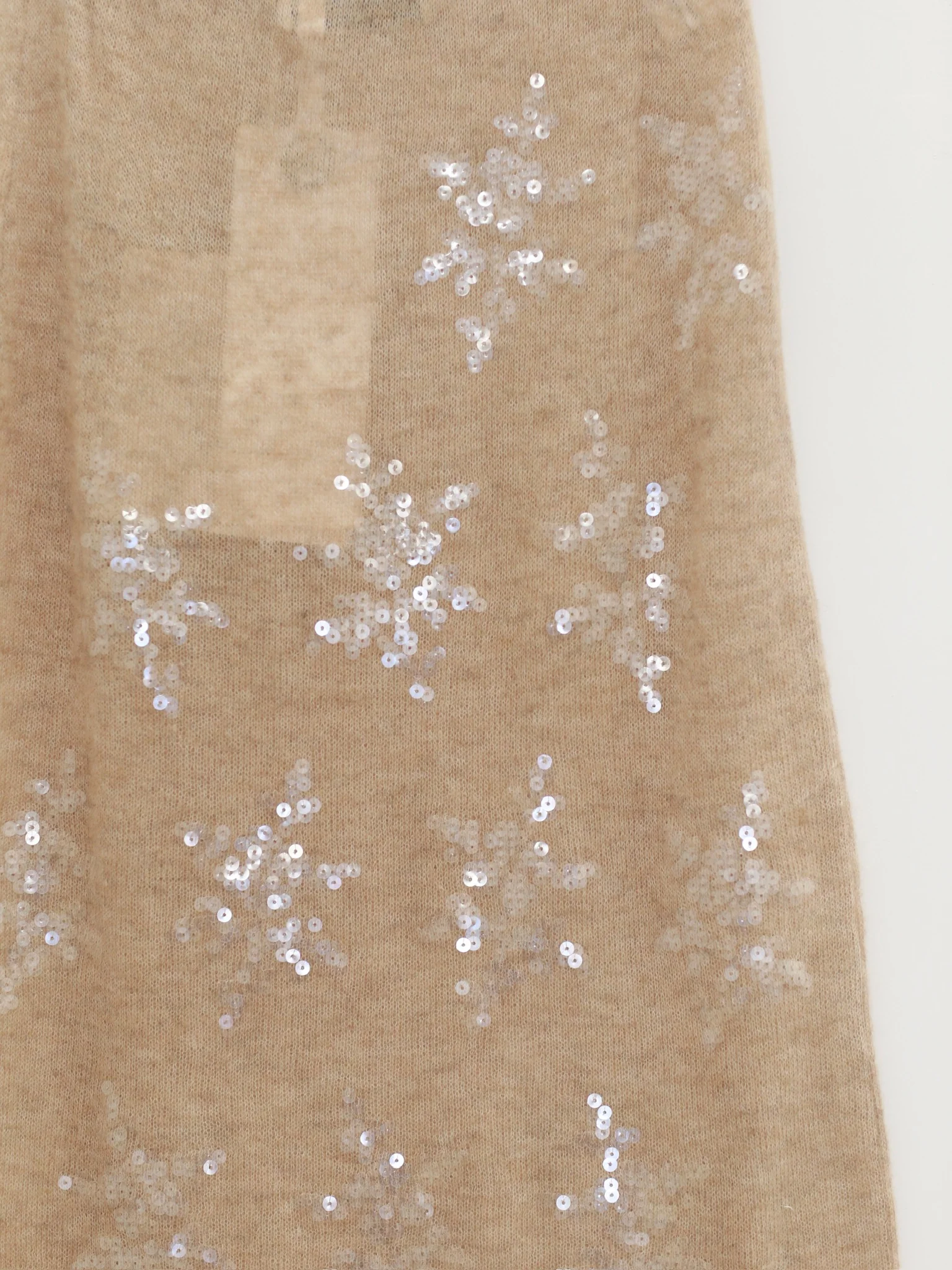 SWAYING 2025 Fall/Winter Collection: Beaded Alpaca Wool Sweater/Skirt Set SW-SW25AW3B05C1S2-XING (Floral design, beige color) Skirt (SW25AW1T07C1S4) - Image 3