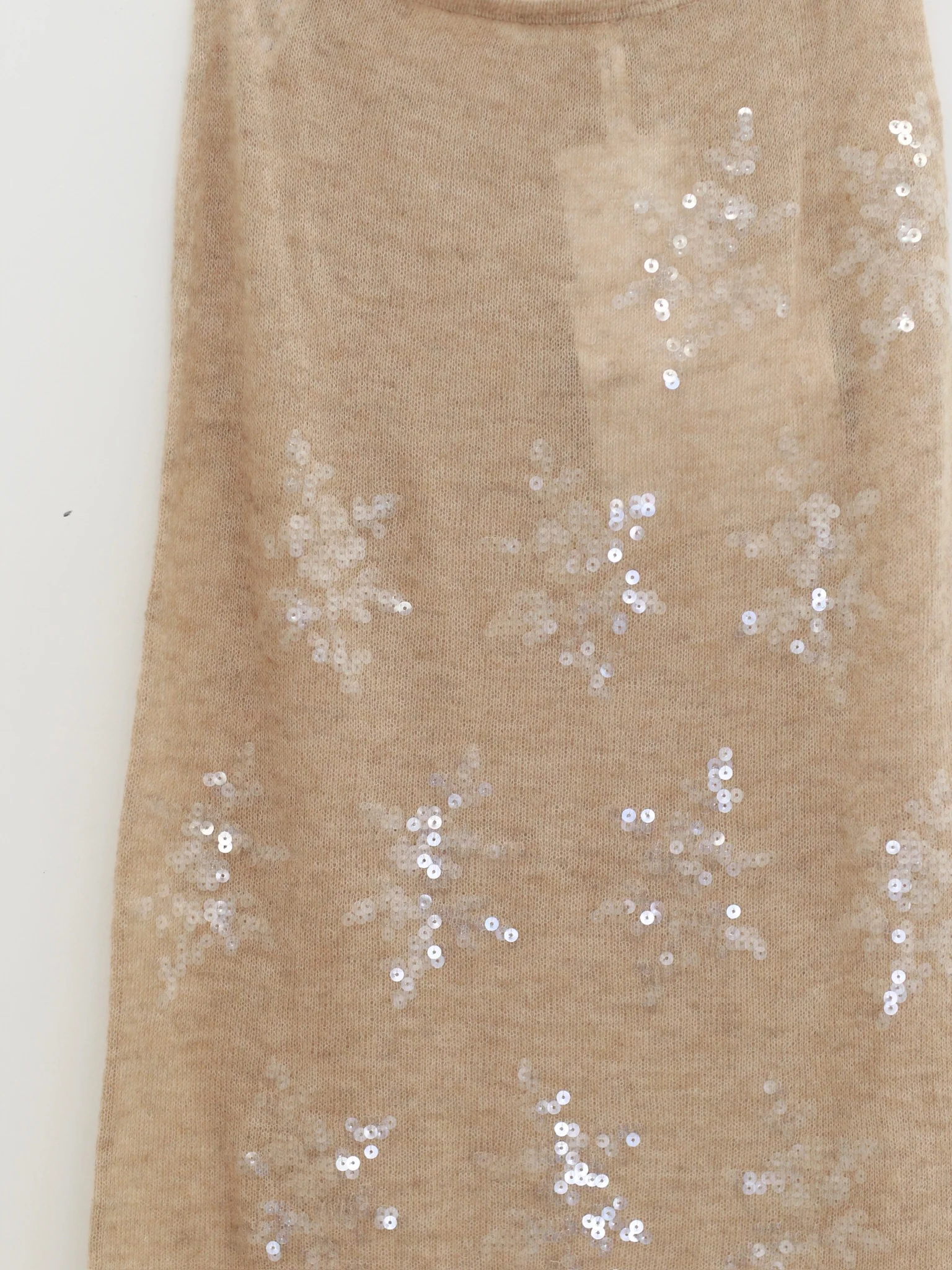 SWAYING 2025 Fall/Winter Collection: Beaded Alpaca Wool Sweater/Skirt Set SW-SW25AW3B05C1S2-XING (Floral design, beige color) Skirt (SW25AW1T07C1S4) - Image 4