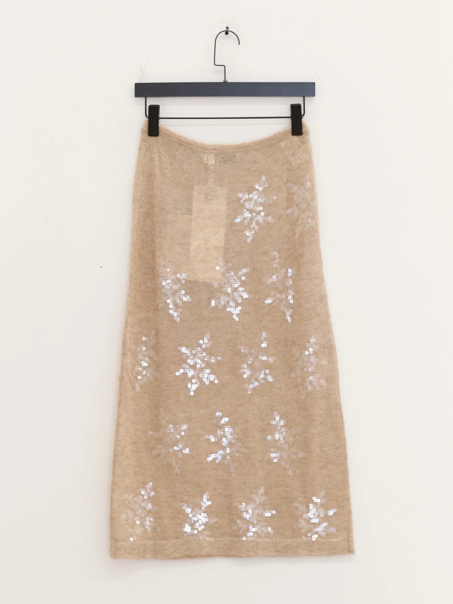 SWAYING 2025 Fall/Winter Collection: Beaded Alpaca Wool Sweater/Skirt Set SW-SW25AW3B05C1S2-XING (Floral design, beige color) Skirt (SW25AW1T07C1S4) - Image 5