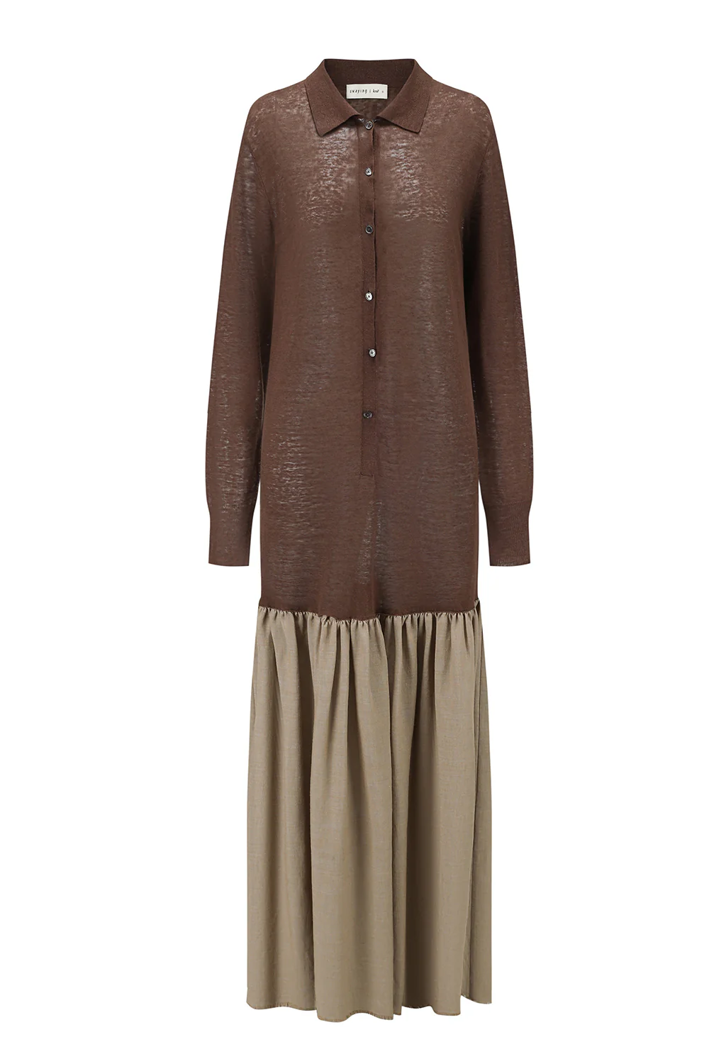 SWAYING 25 Fall/Winter Fishtail Polo Dress, SW-SW25AW2L03C2S2-ZONG, Brown (SW-SW25AW2L03C2S4-ZONG) (SW25AW2L03) - Image 7