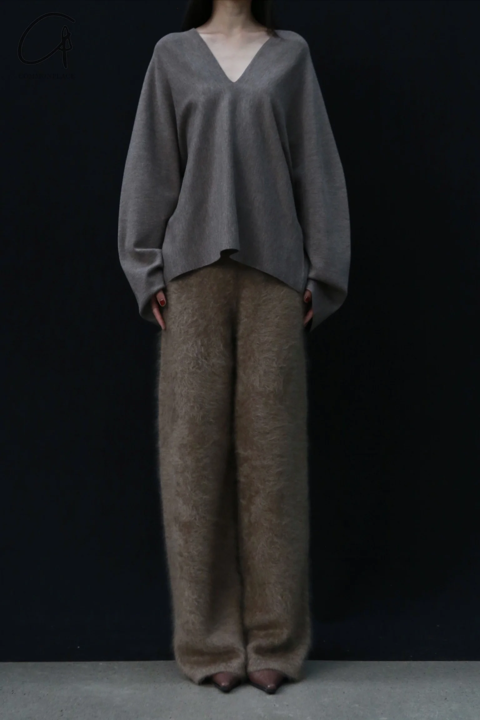 SWAYING 24 Autumn and Winter Cashmere Brushed Straight Pants SW-SW24AW3B41-TUO Camel - Image 6