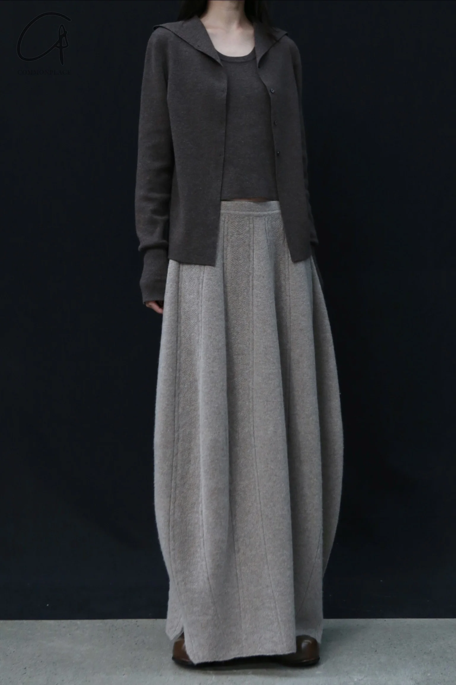 SWAYING 24 Autumn and Winter Cashmere Fake Two-piece Cardigan SW-SW24AW1T53-TH Carbon Gray SW-SW24AW1T52 - Image 7