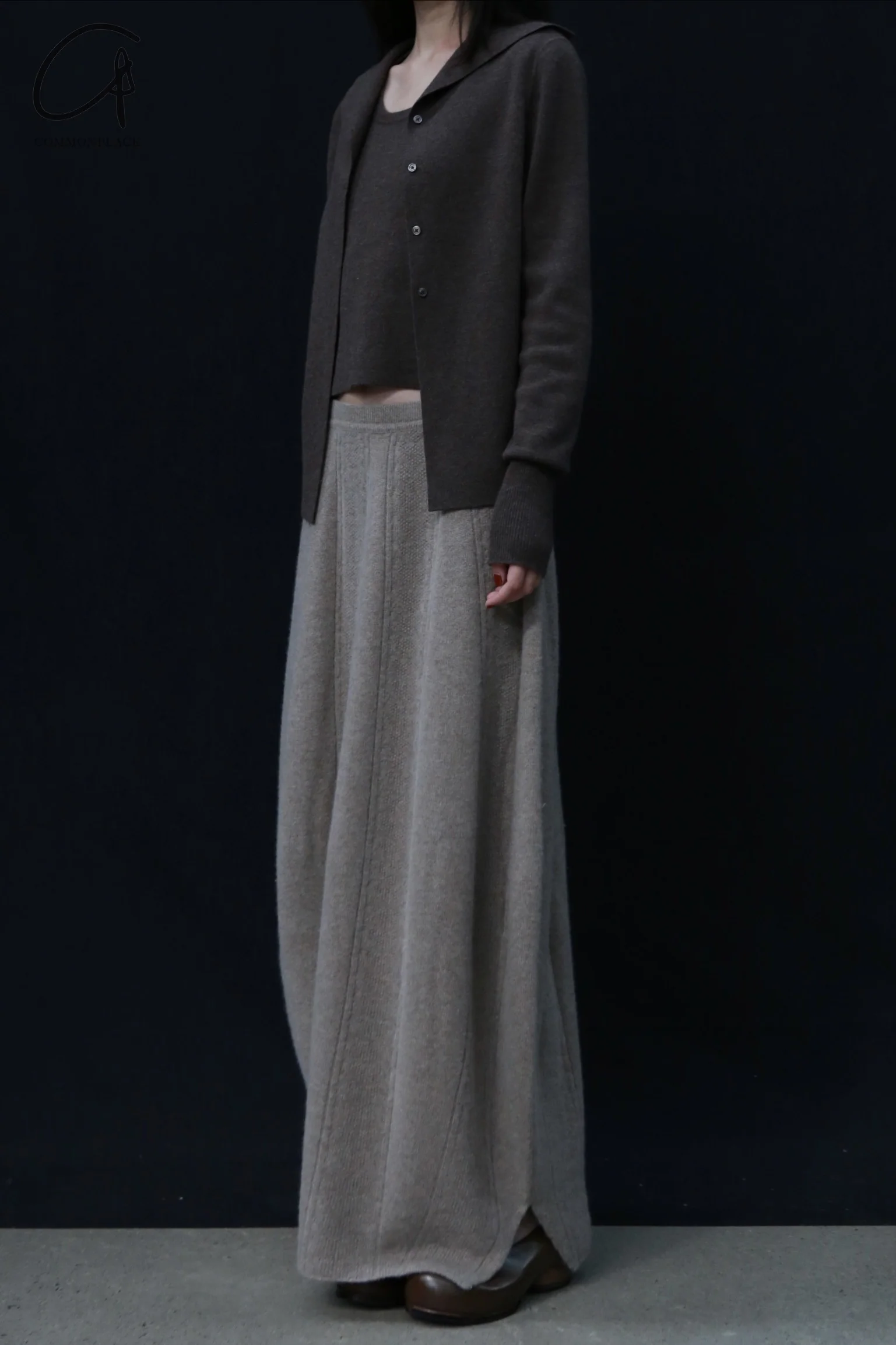 SWAYING 24 Autumn and Winter Cashmere Fake Two-piece Cardigan SW-SW24AW1T53-TH Carbon Gray SW-SW24AW1T52 - Image 9