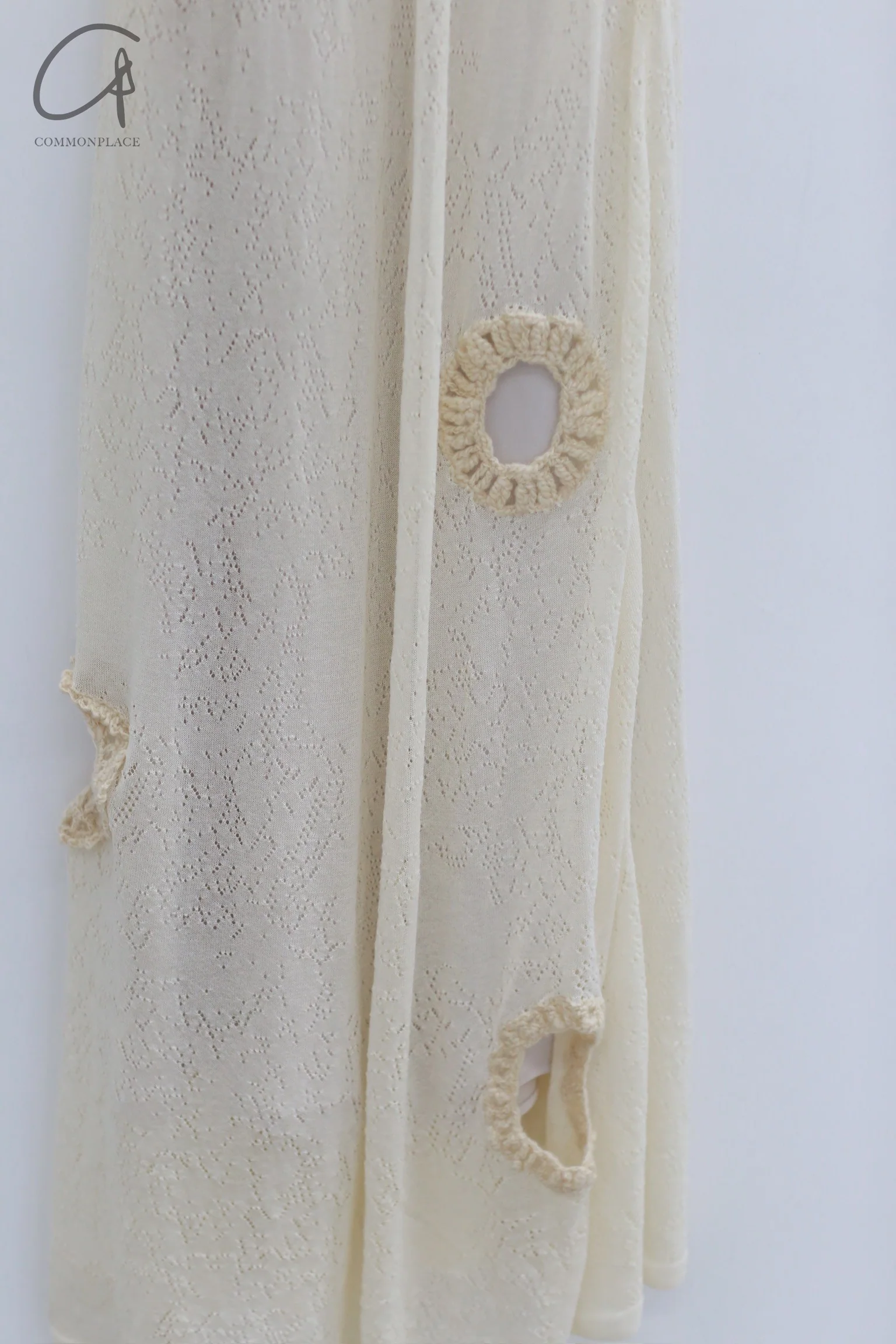 SWAYING 24 Autumn and Winter Crochet Splicing Suspender Long Skirt SW-SW24AW2L08-BAI White - Image 2