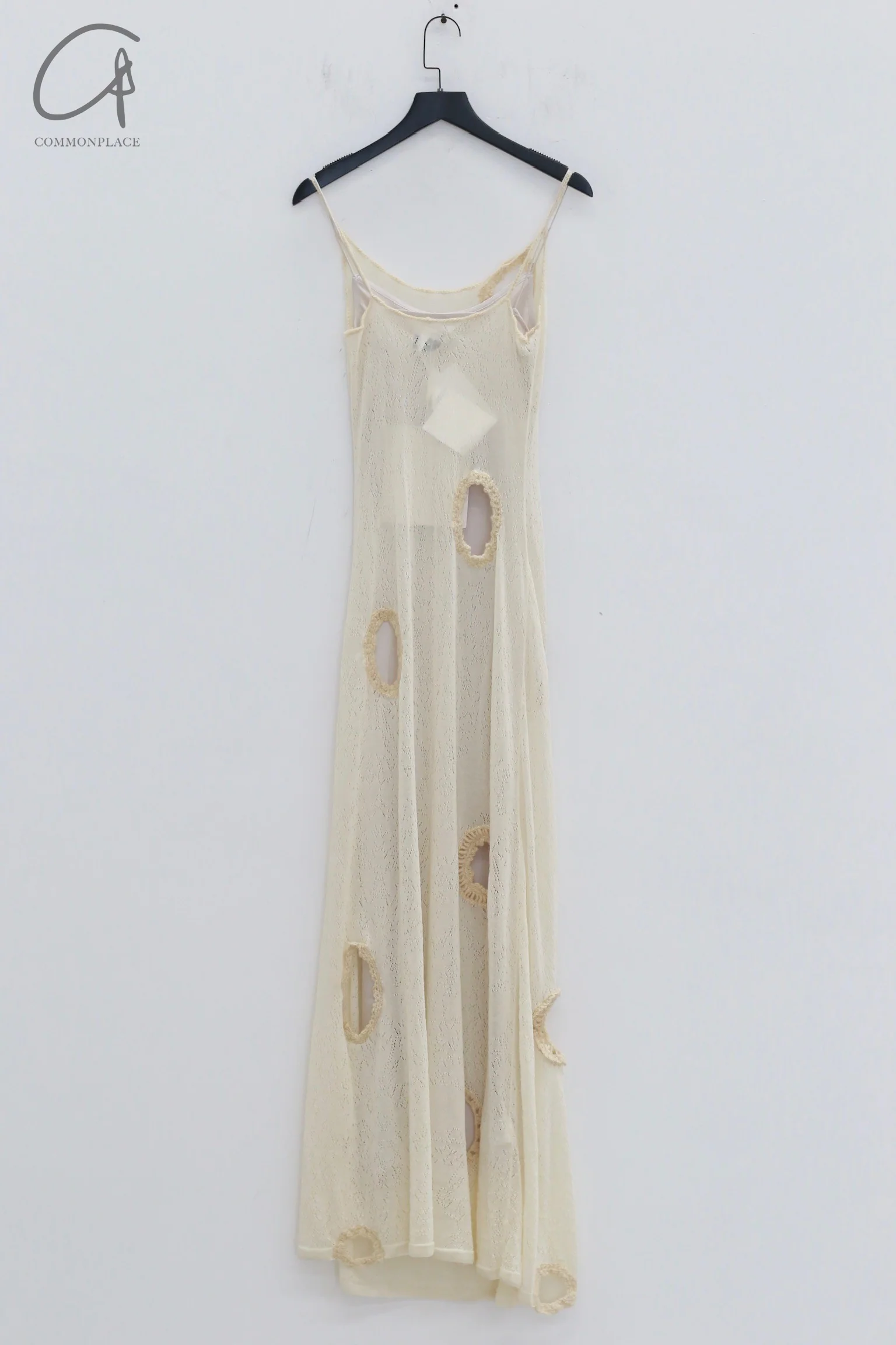 SWAYING 24 Autumn and Winter Crochet Splicing Suspender Long Skirt SW-SW24AW2L08-BAI White - Image 4