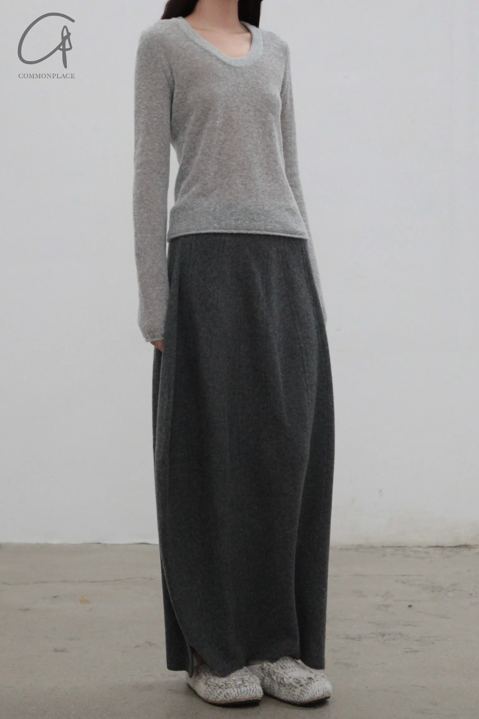 SWAYING 24 Autumn and Winter Low Round Neck Wool Bottoming Shirt SW-SW24AW1T21-QH Light Gray SW24AW1T22 - Image 4