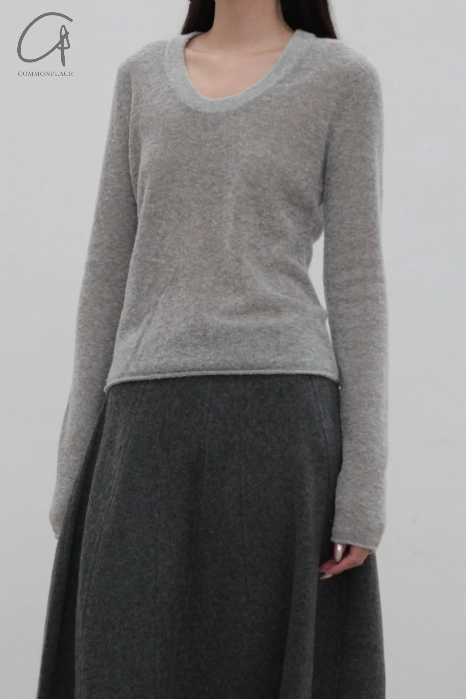 SWAYING 24 Autumn and Winter Low Round Neck Wool Bottoming Shirt SW-SW24AW1T21-QH Light Gray SW24AW1T22 - Image 6