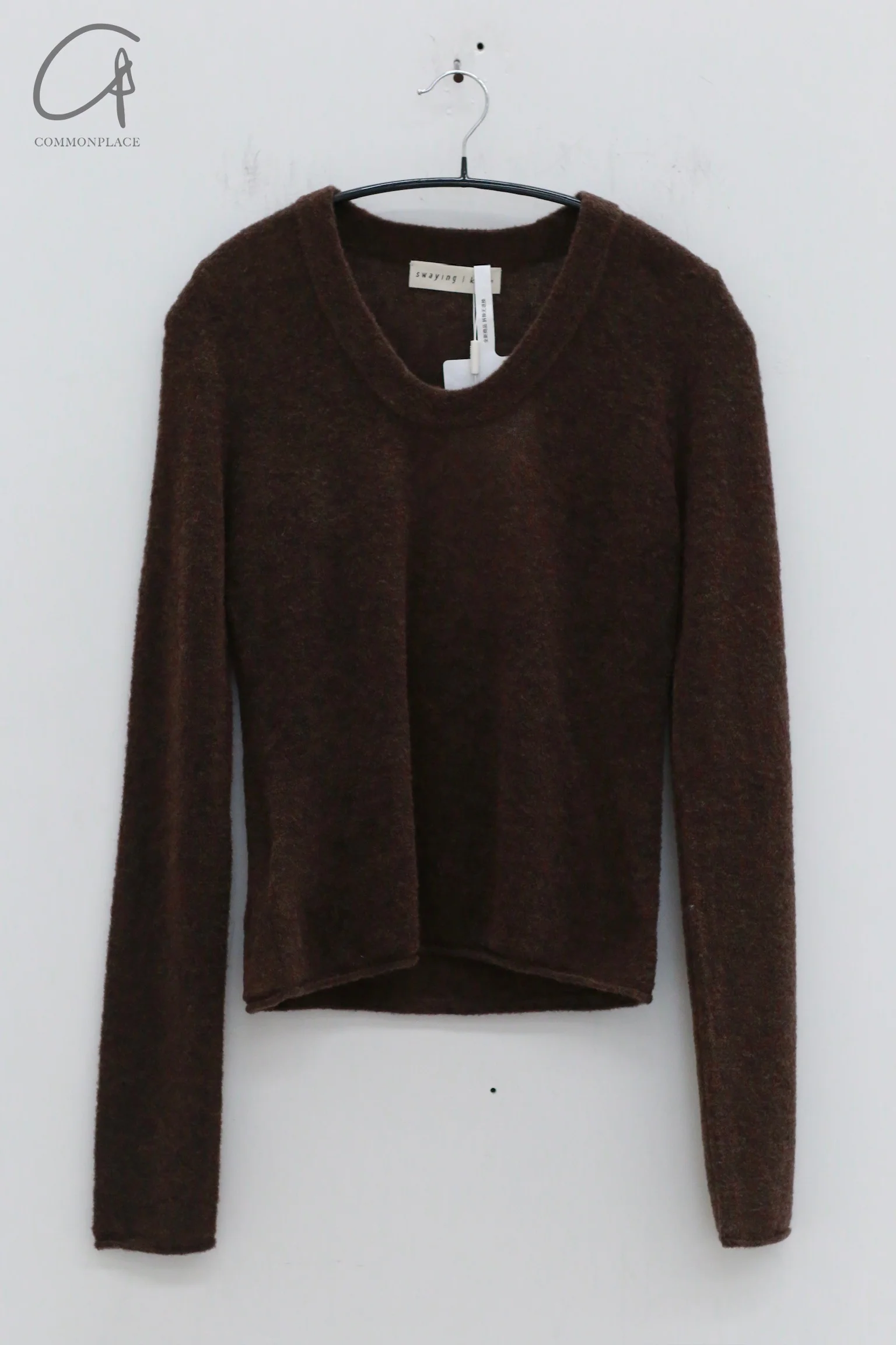 SWAYING 24 Autumn and Winter Low Round Neck Wool Bottoming Shirt SW-SW24AW1T23-ZONG Brown SW24AW1T22
