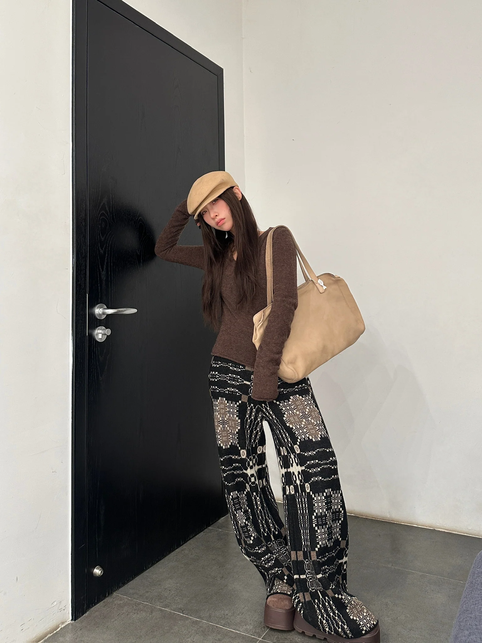 SWAYING 24 Autumn and Winter Low Round Neck Wool Bottoming Shirt SW-SW24AW1T23-ZONG Brown SW24AW1T22 - Image 8