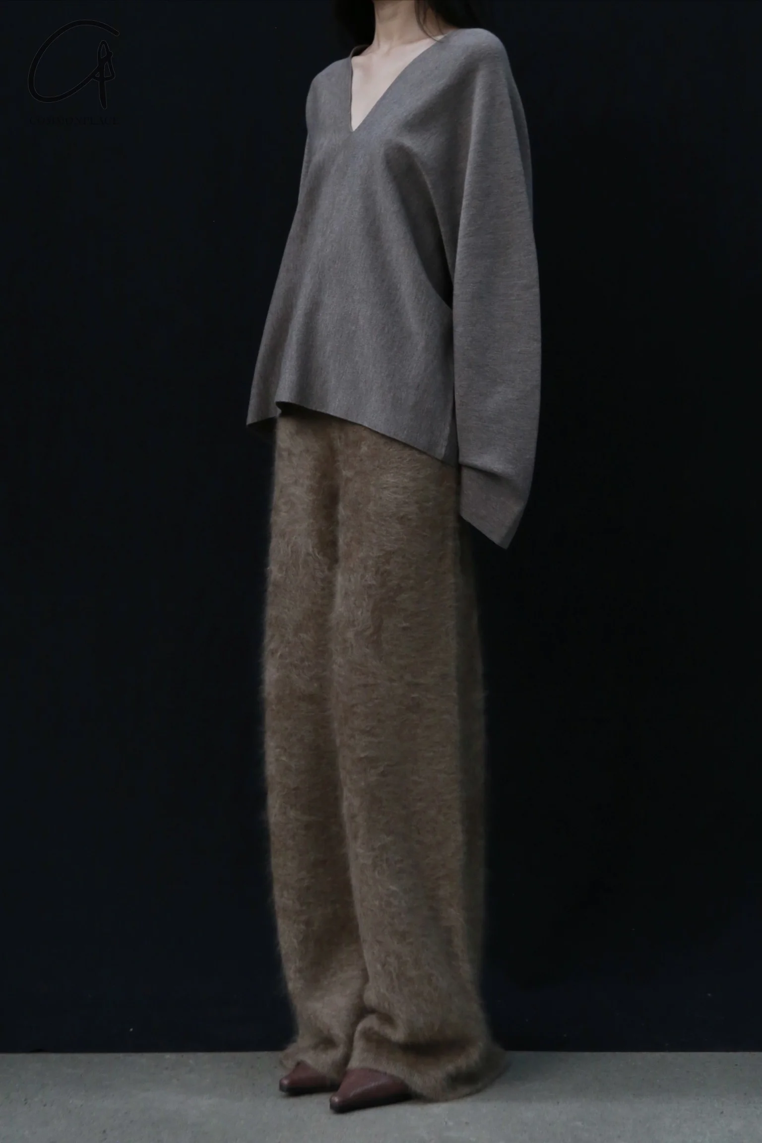 SWAYING 24 Autumn and Winter One-piece wool cardigan SW-SW24AW1T34-QZ Light brown SW-SW24AW1T32 - Image 4